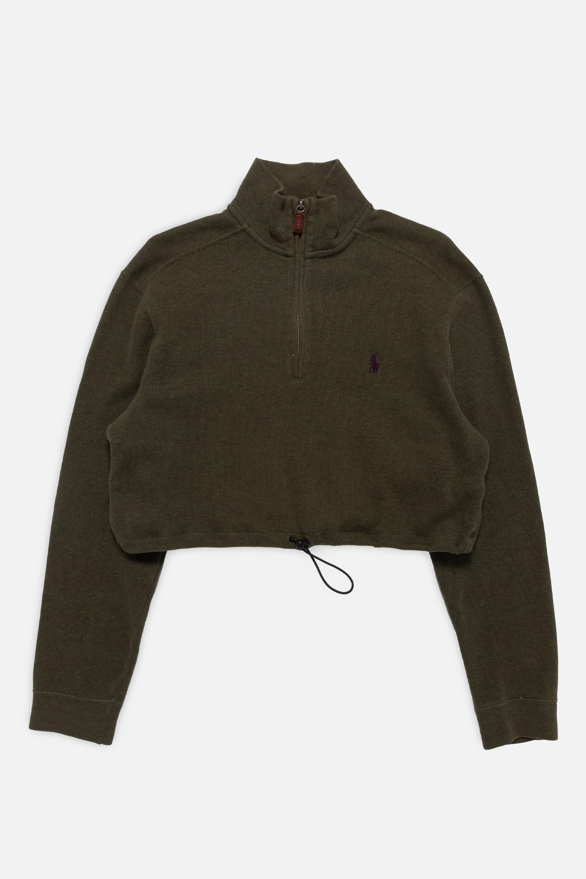 Rework Polo Crop Quarter Zip Sweater