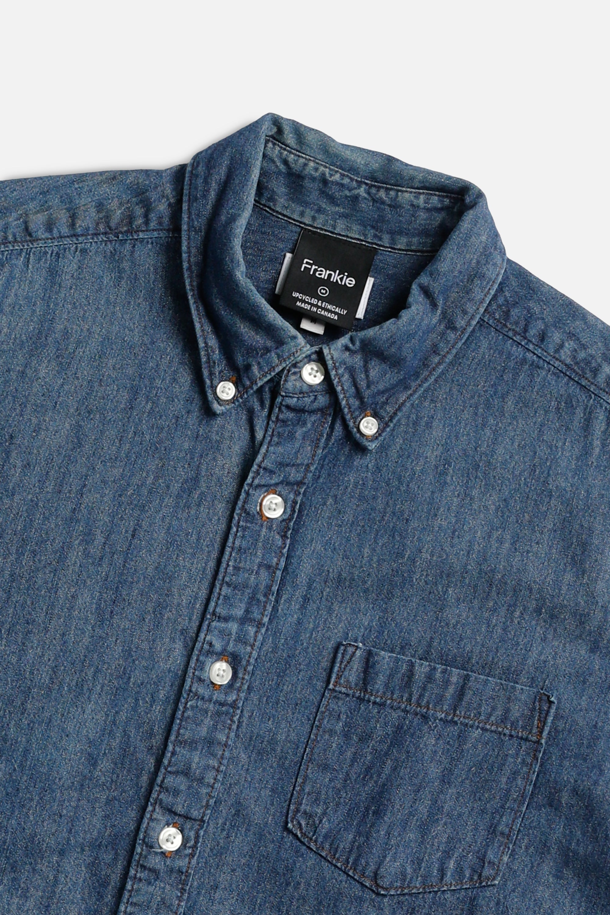 Rework Chambray Waist Crop - M-TOPS-vendor-unknown-M-Frankie Collective Rare Vintage Streetwear Reworks