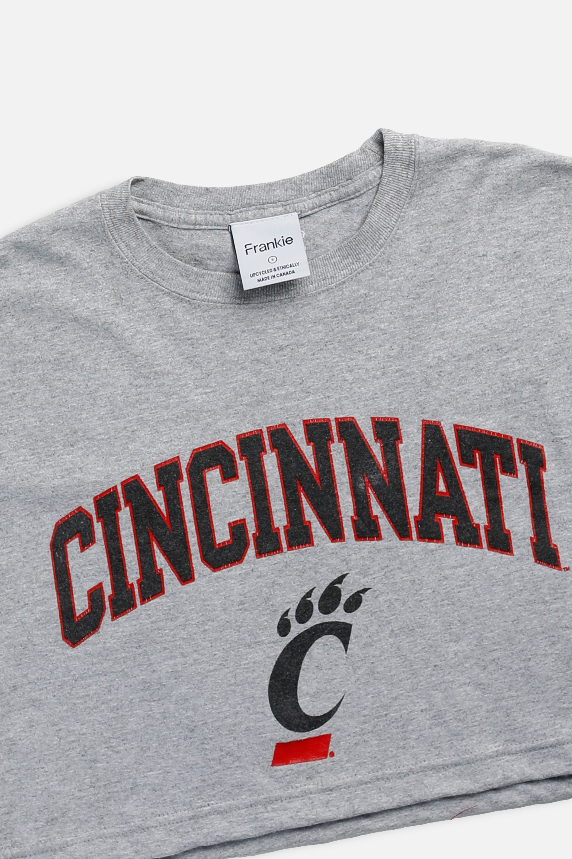 Rework Cincinnati Bearcats NCAA Crop Tee - S-TOPS-NCAA-S-Frankie Collective Rare Vintage Streetwear Reworks