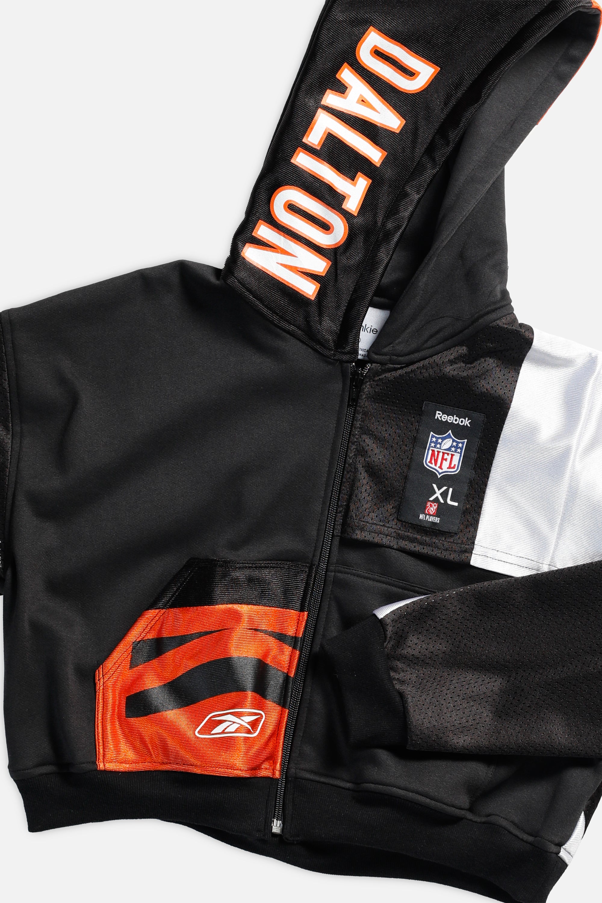 Rework Cincinnati Bengals Crop Zip Hoodie - S-SWEATERS-NFL-Frankie Collective