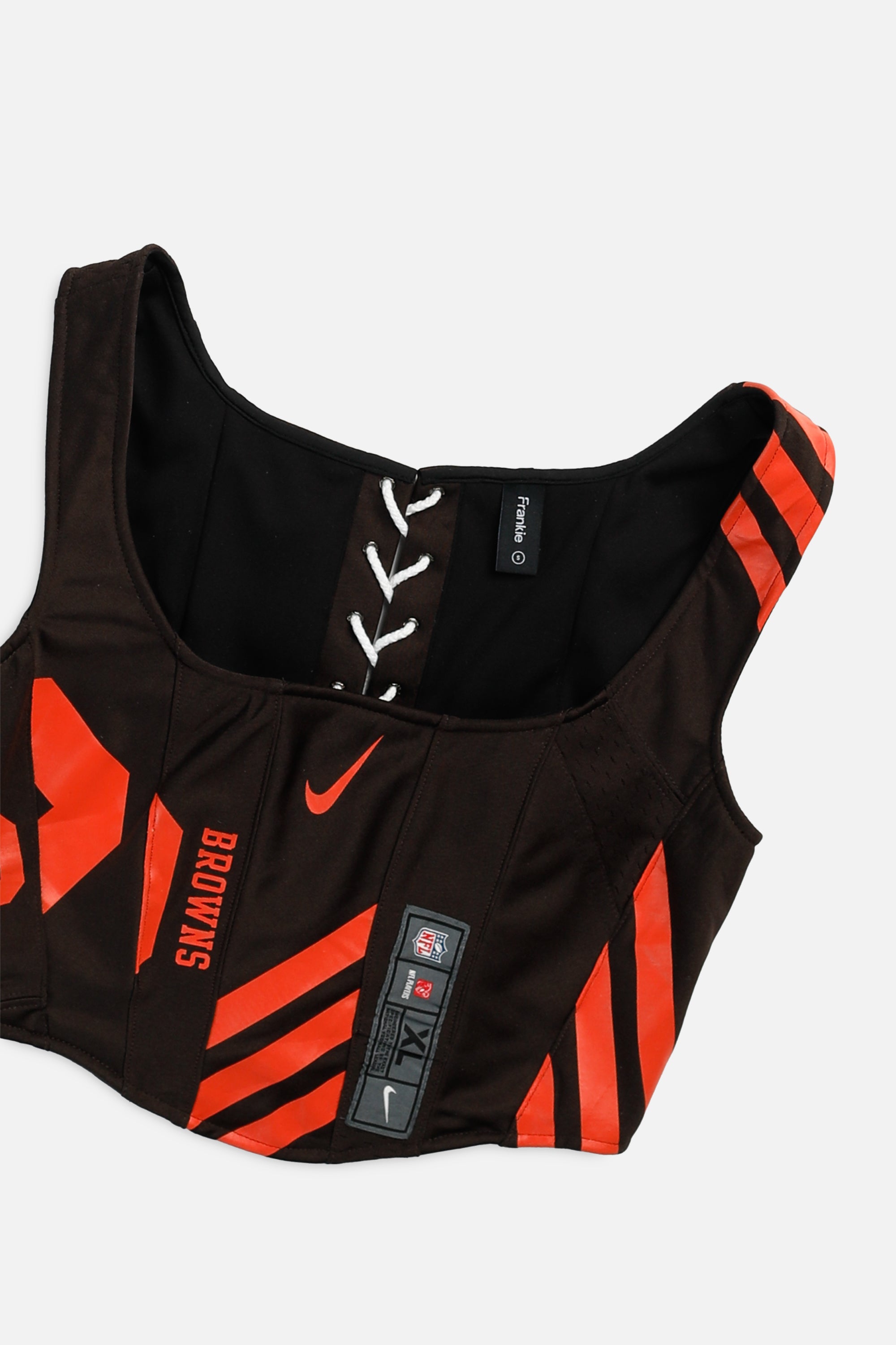 Rework Cleveland Browns NFL Corset - S-TOPS-NFL-S-Frankie Collective Rare Vintage Streetwear Reworks