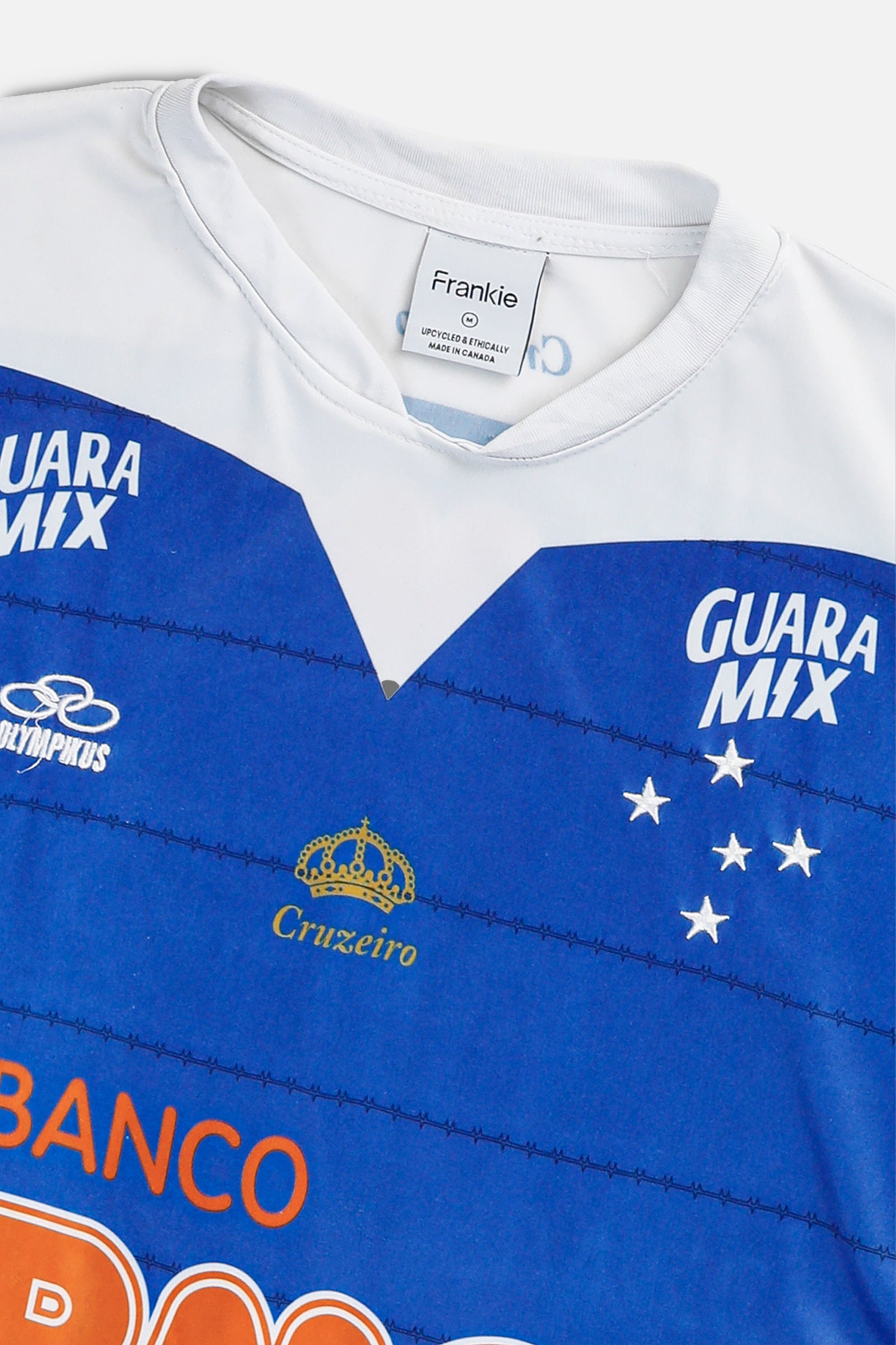 Rework Crop Cruzeiro Soccer Jersey - M-JERSEYS-vendor-unknown-M-Frankie Collective Rare Vintage Streetwear Reworks