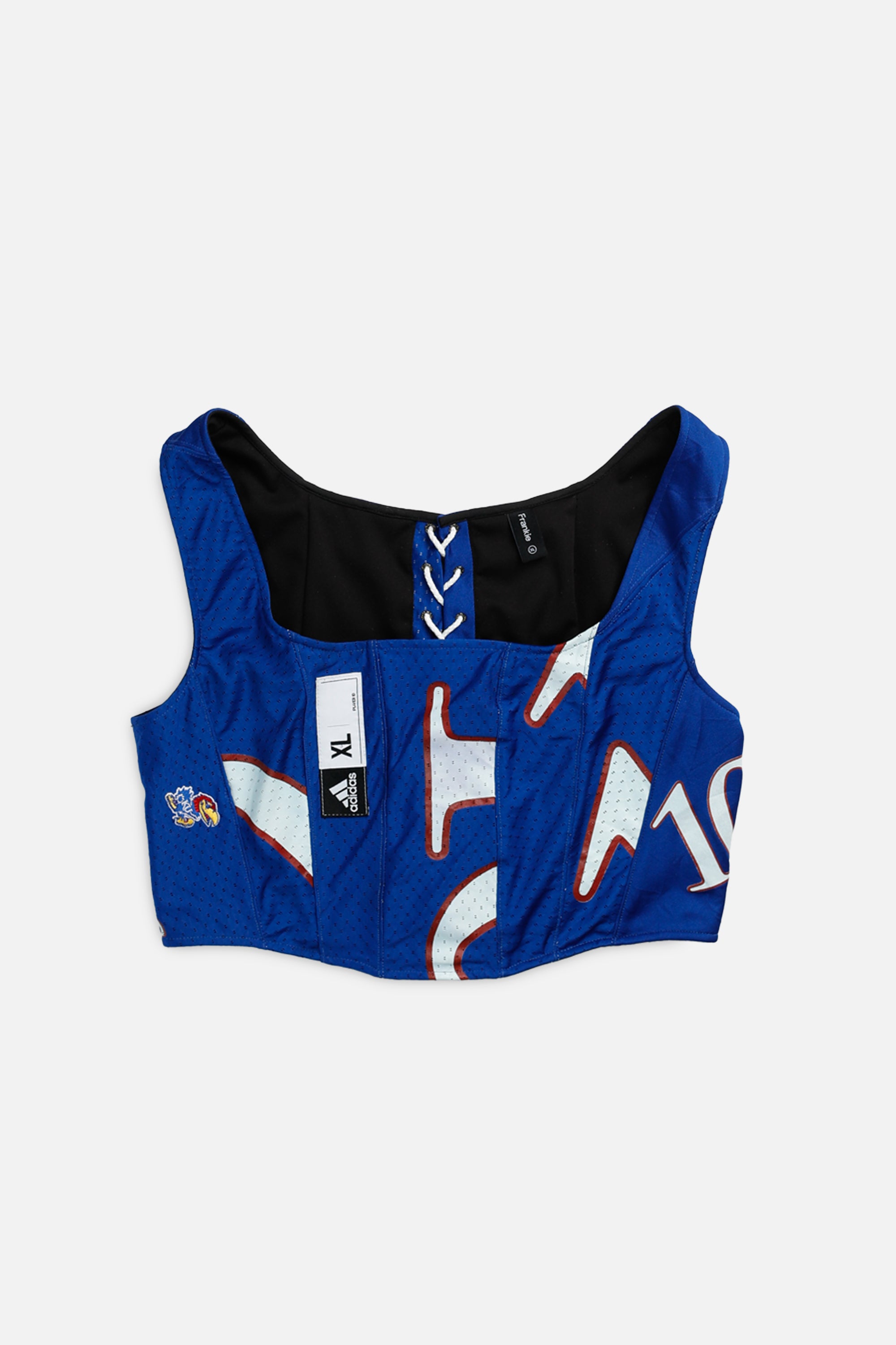 Rework Kansas Jayhawks NCAA Corset - XL-TOPS-NCAA-XL-Frankie Collective Rare Vintage Streetwear Reworks