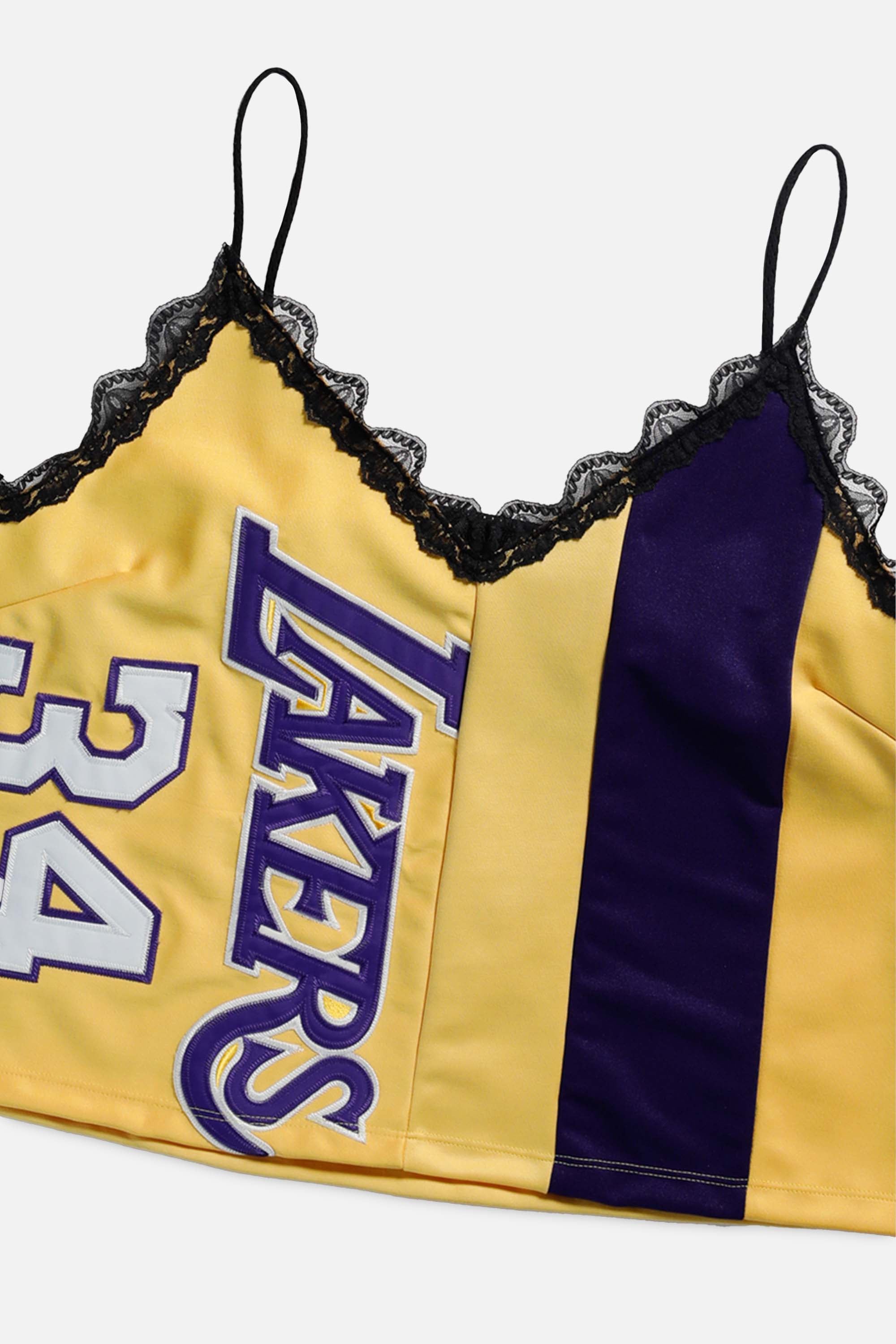 Rework LA Lakers NBA Lace Tank - XXL-TOPS-NBA-XXL-Frankie Collective Rare Vintage Streetwear Reworks