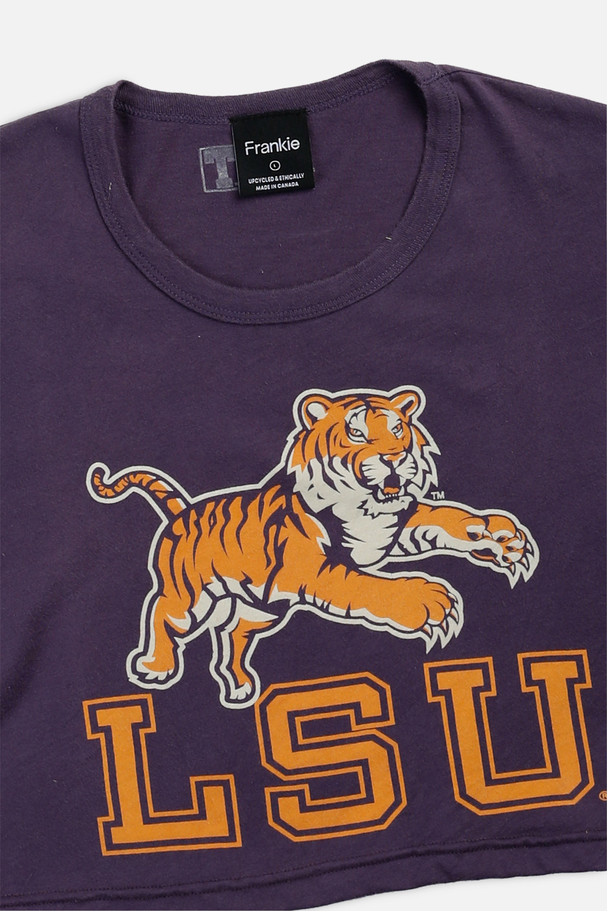 Rework LSU Tigers Crop Tee - L-TOPS-vendor-unknown-L-Frankie Collective Rare Vintage Streetwear Reworks