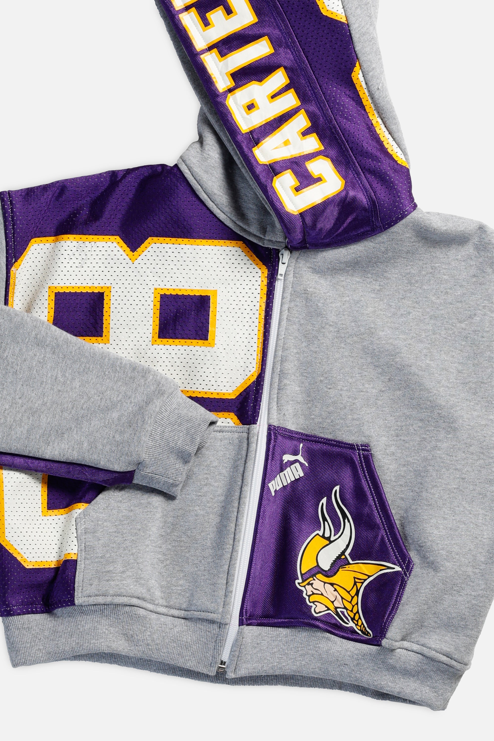 Rework Minnesota Vikings Crop Zip Hoodie - S-SWEATERS-NFL-Frankie Collective