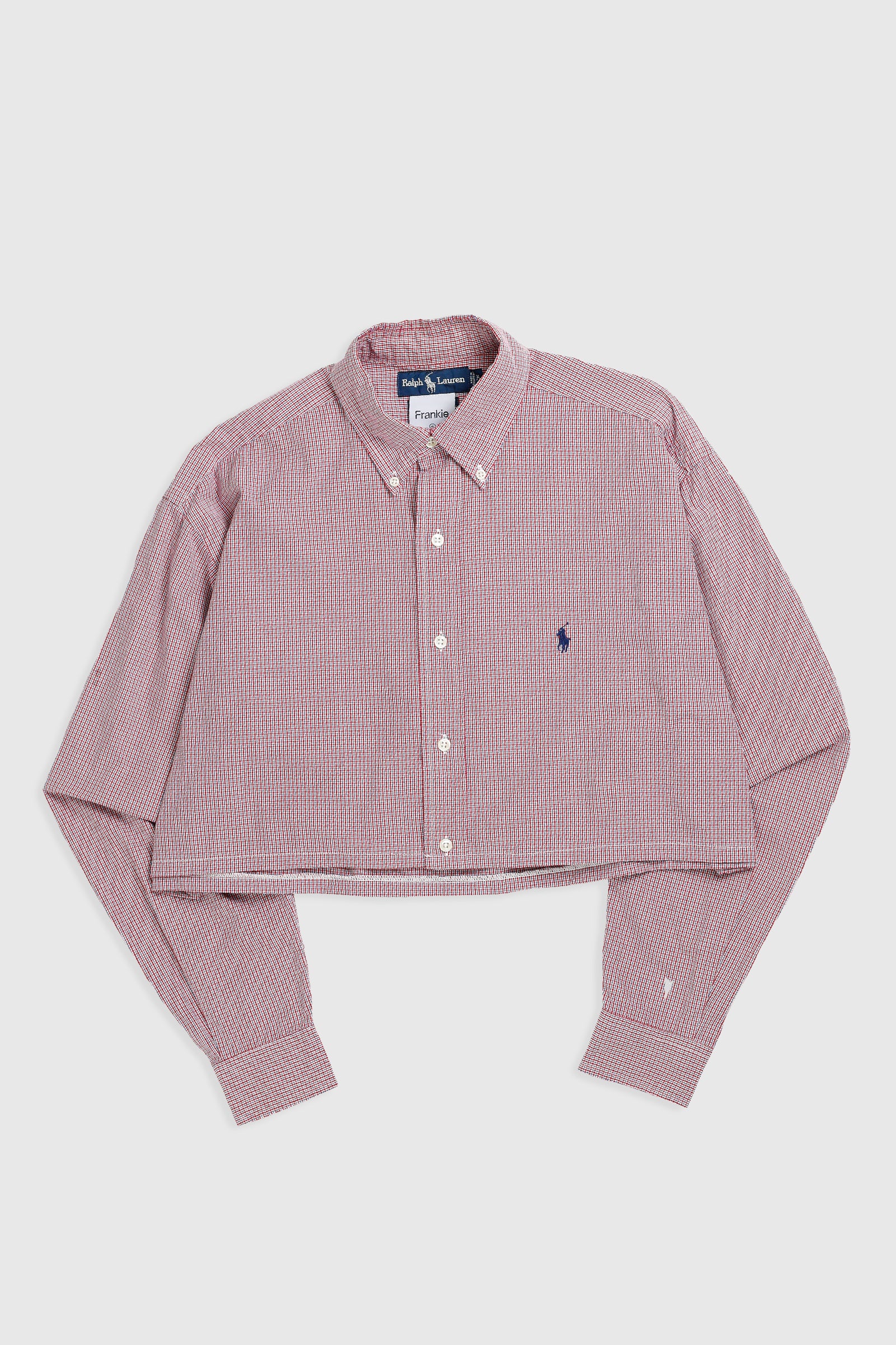 Rework Oxford Crop Shirt - XL-TOPS-vendor-unknown-Frankie Collective Rare Vintage Streetwear Reworks