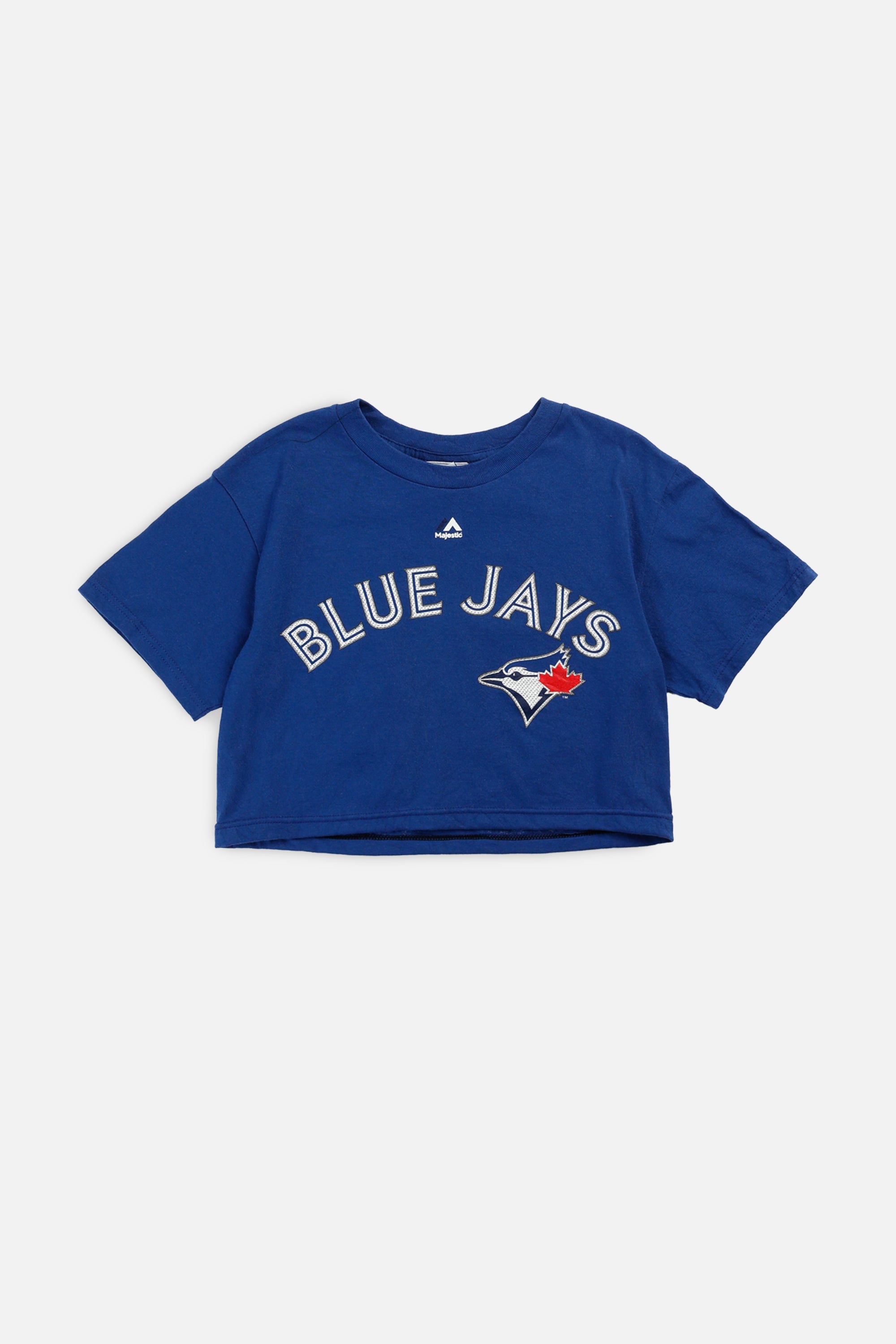 Rework Toronto Blue Jays MLB Crop Tee - XS-TOPS-MLB-XS-Frankie Collective Rare Vintage Streetwear Reworks