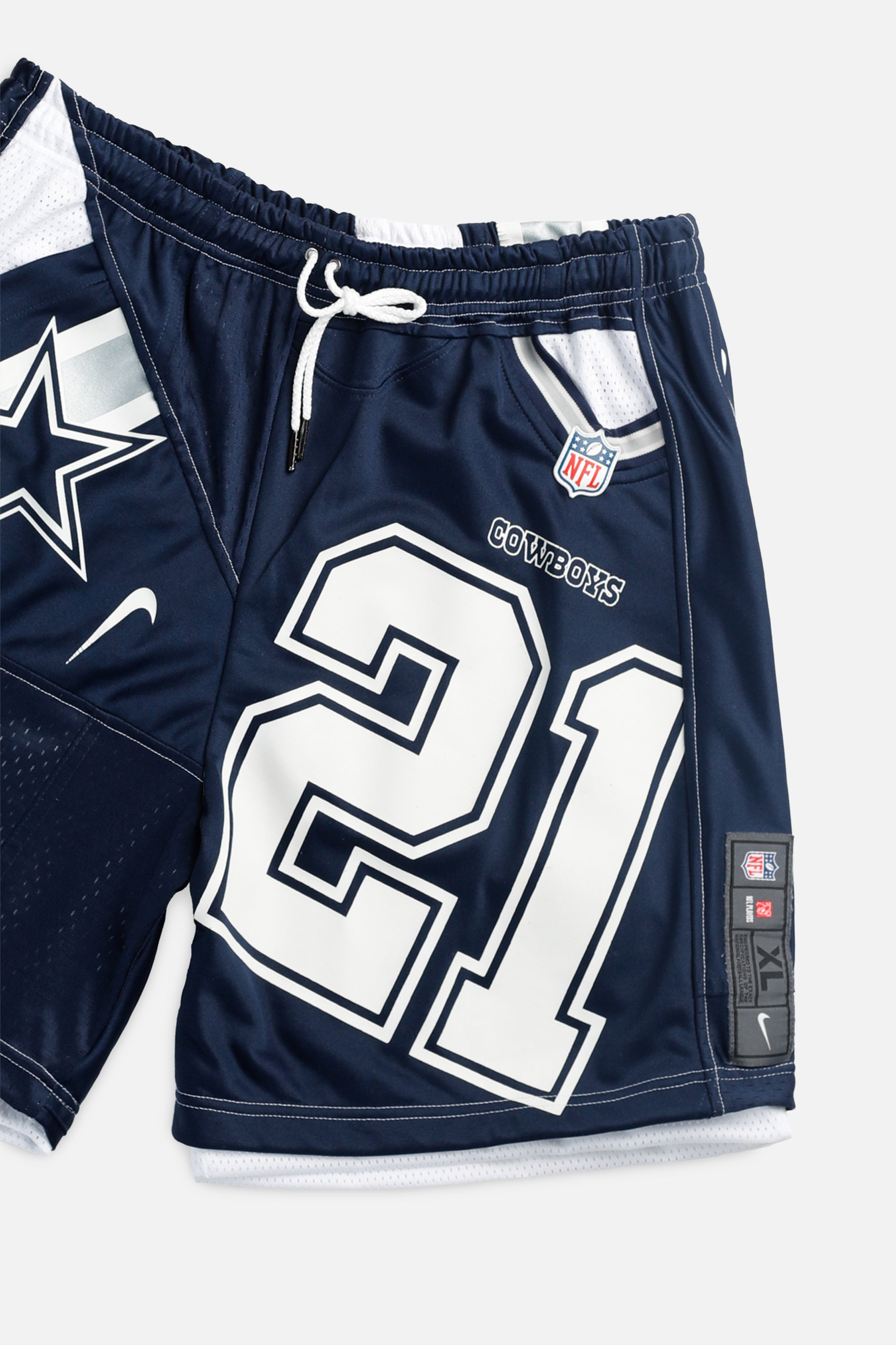 Unisex Rework Dallas Cowboys NFL Jersey Shorts - L-BOTTOMS-NFL-Women's L - Men's M-Frankie Collective Rare Vintage Streetwear Reworks