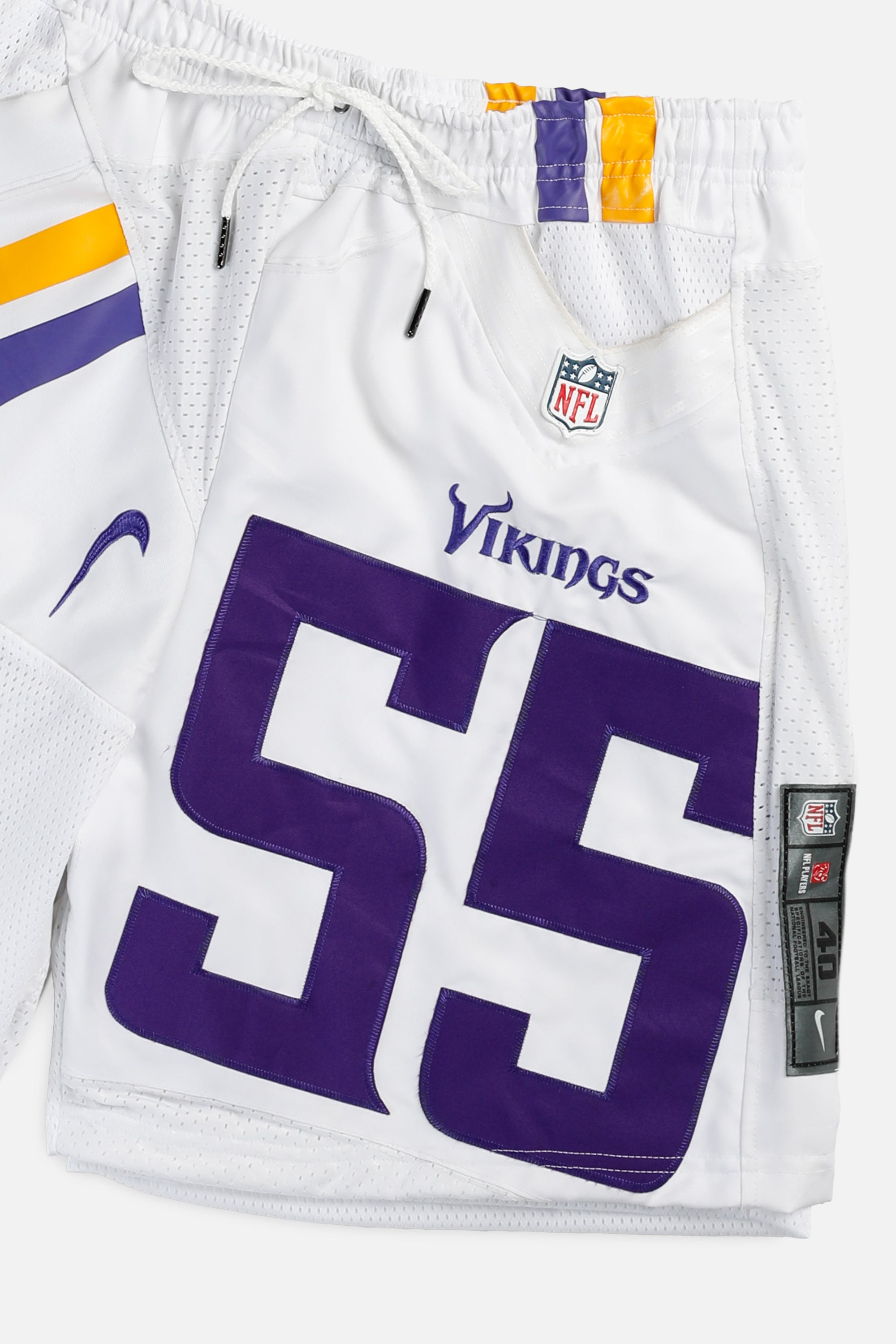 Unisex Rework Minnesota Vikings NFL Jersey Shorts - L-BOTTOMS-NFL-Women's L - Men's M-Frankie Collective Rare Vintage Streetwear Reworks