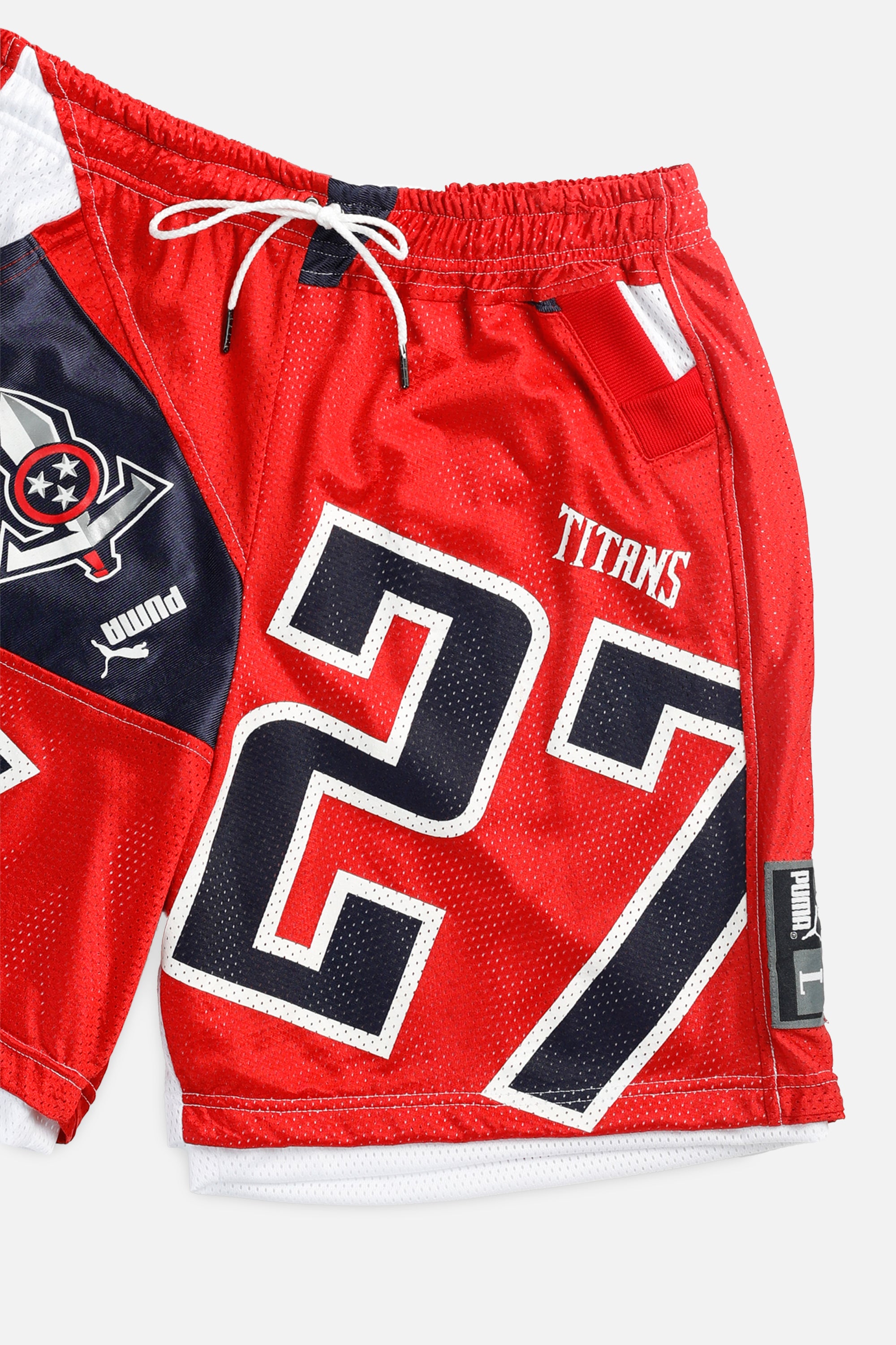 Unisex Rework Tennessee Titans NFL Jersey Shorts - L-BOTTOMS-NFL-Women's L - Men's M-Frankie Collective Rare Vintage Streetwear Reworks