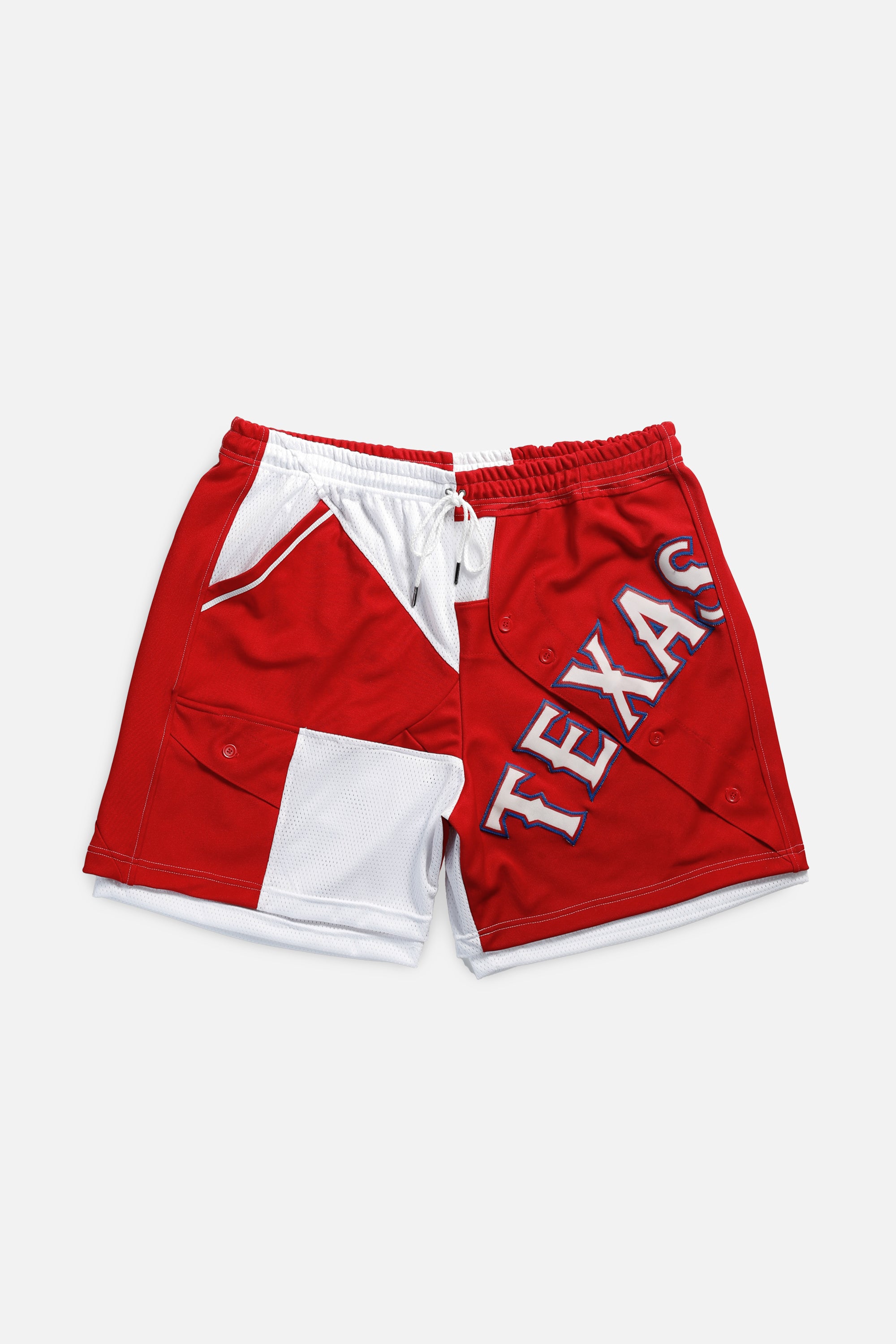 Unisex Rework Texas Rangers MLB Jersey Shorts - Women's XXL - Men's XL-SHORTS-MLB-Frankie Collective