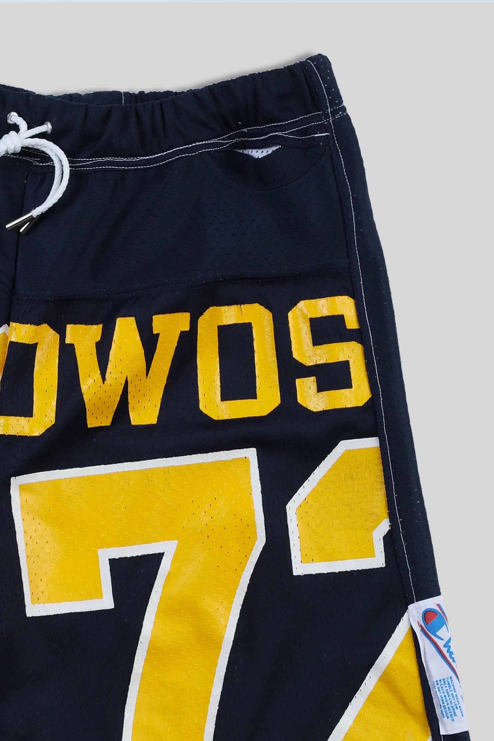 Unisex Rework Wolverines Jersey Shorts - Women-L, Men-M-BOTTOMS-NFL-Frankie Collective Rare Vintage Streetwear Reworks