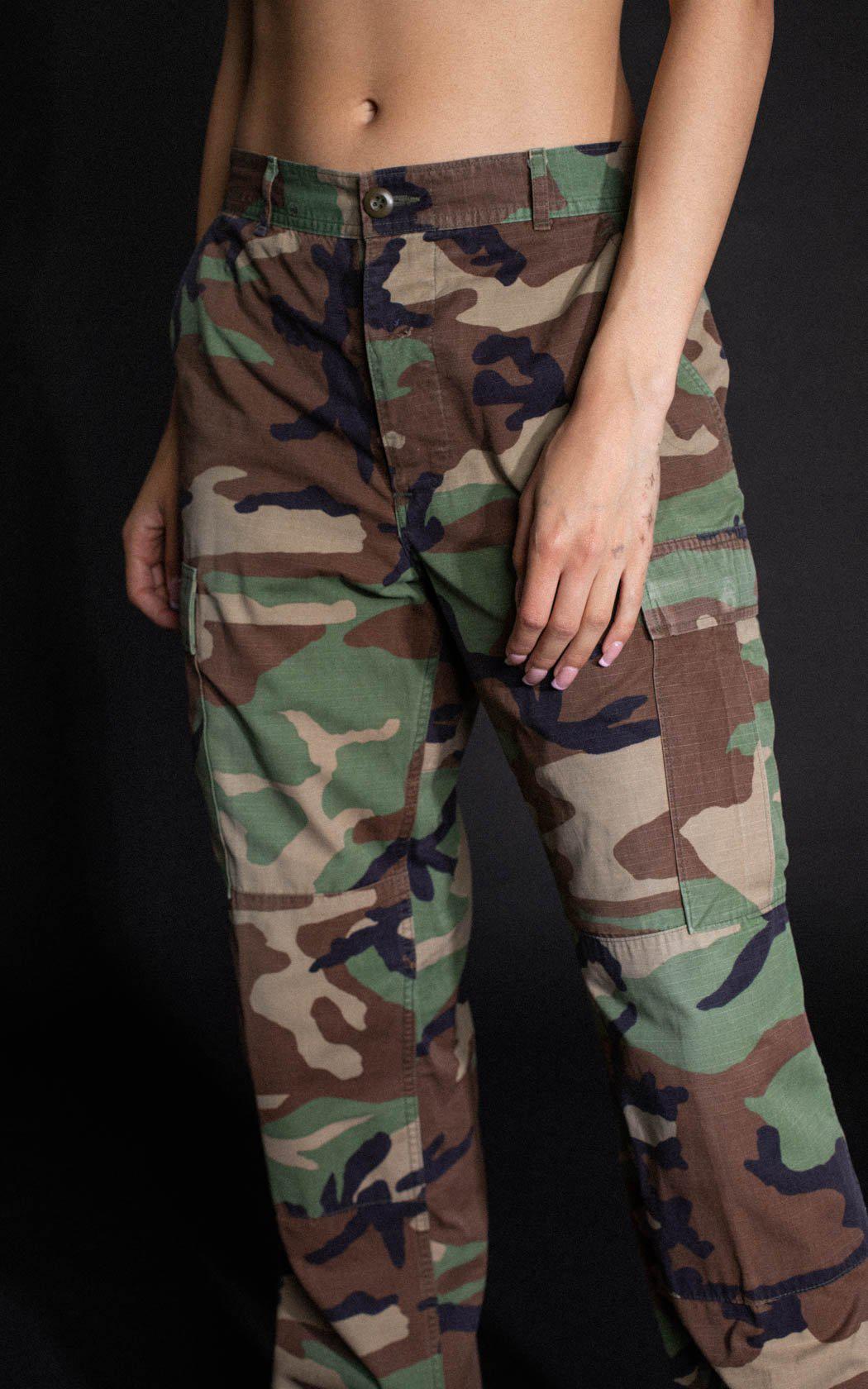Vintage Camo Woodland Pants - XS, L, XL-BOTTOMS-surplus-XS - Short-Frankie Collective Rare Vintage Streetwear Reworks