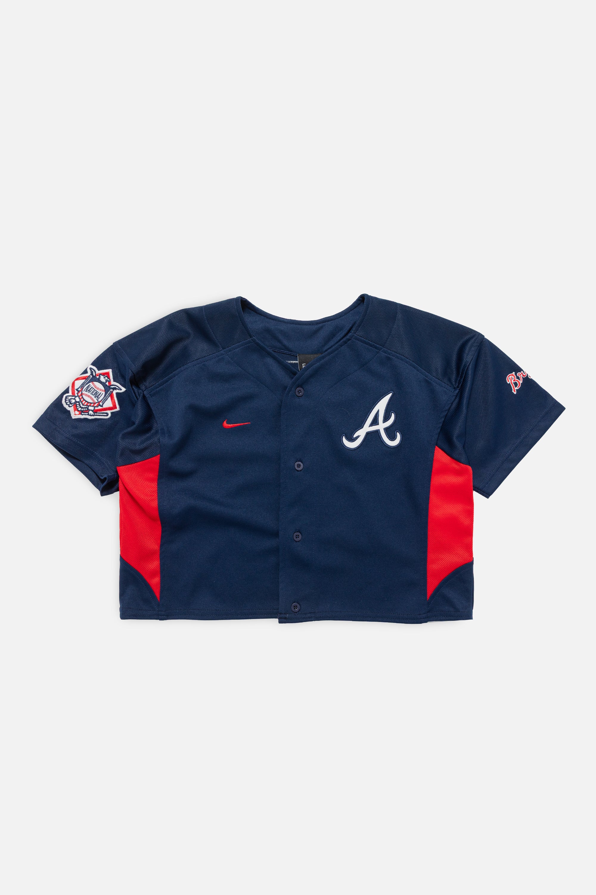 Rework Atlanta Braves Crop Jersey-MLB-Frankie Collective-Rework-Vintage-Streetwear