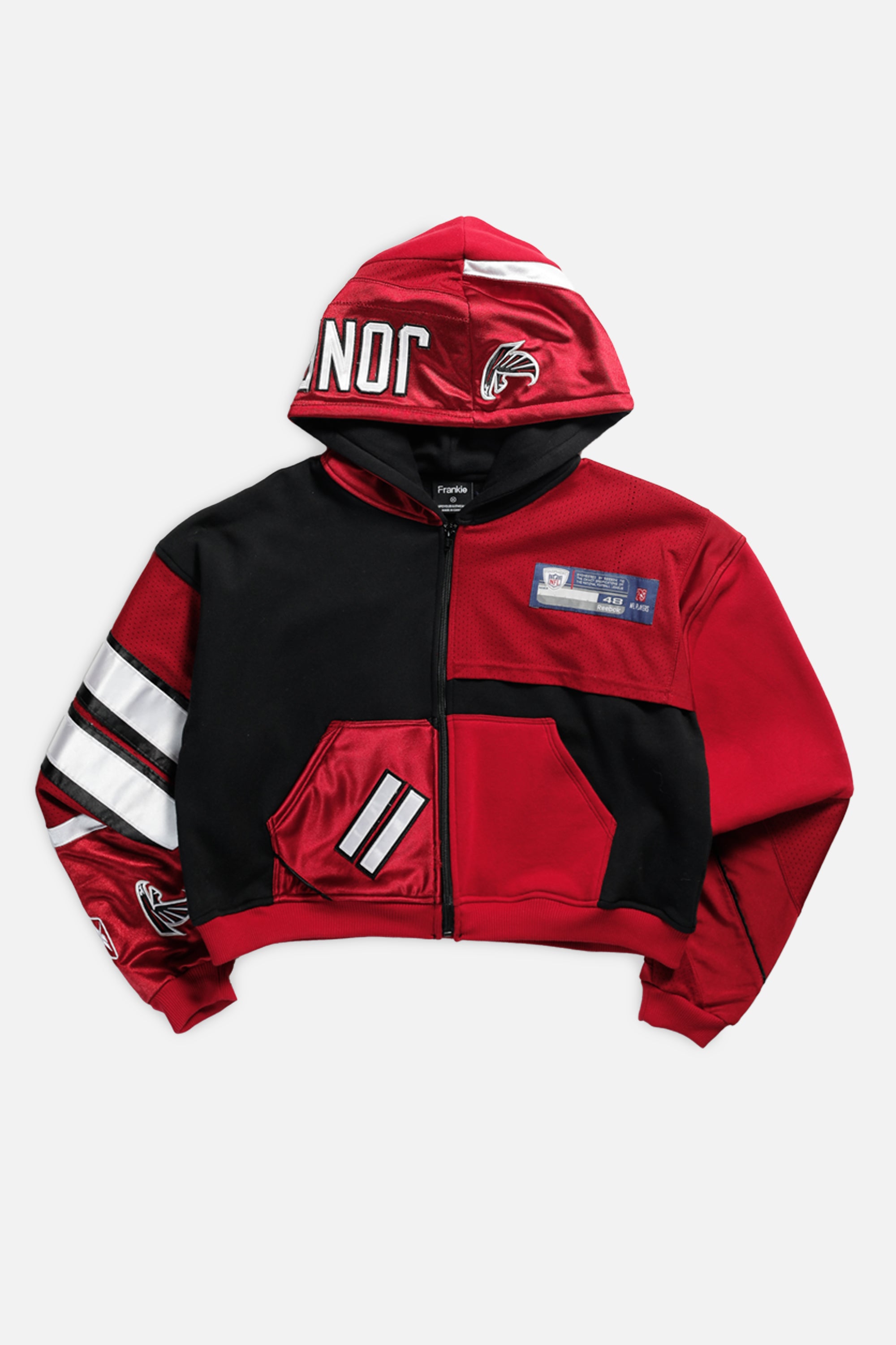 Rework Atlanta Falcons NFL Crop Zip Hoodie - M-SWEATERS-NFL-M-Frankie Collective Rare Vintage Streetwear Reworks