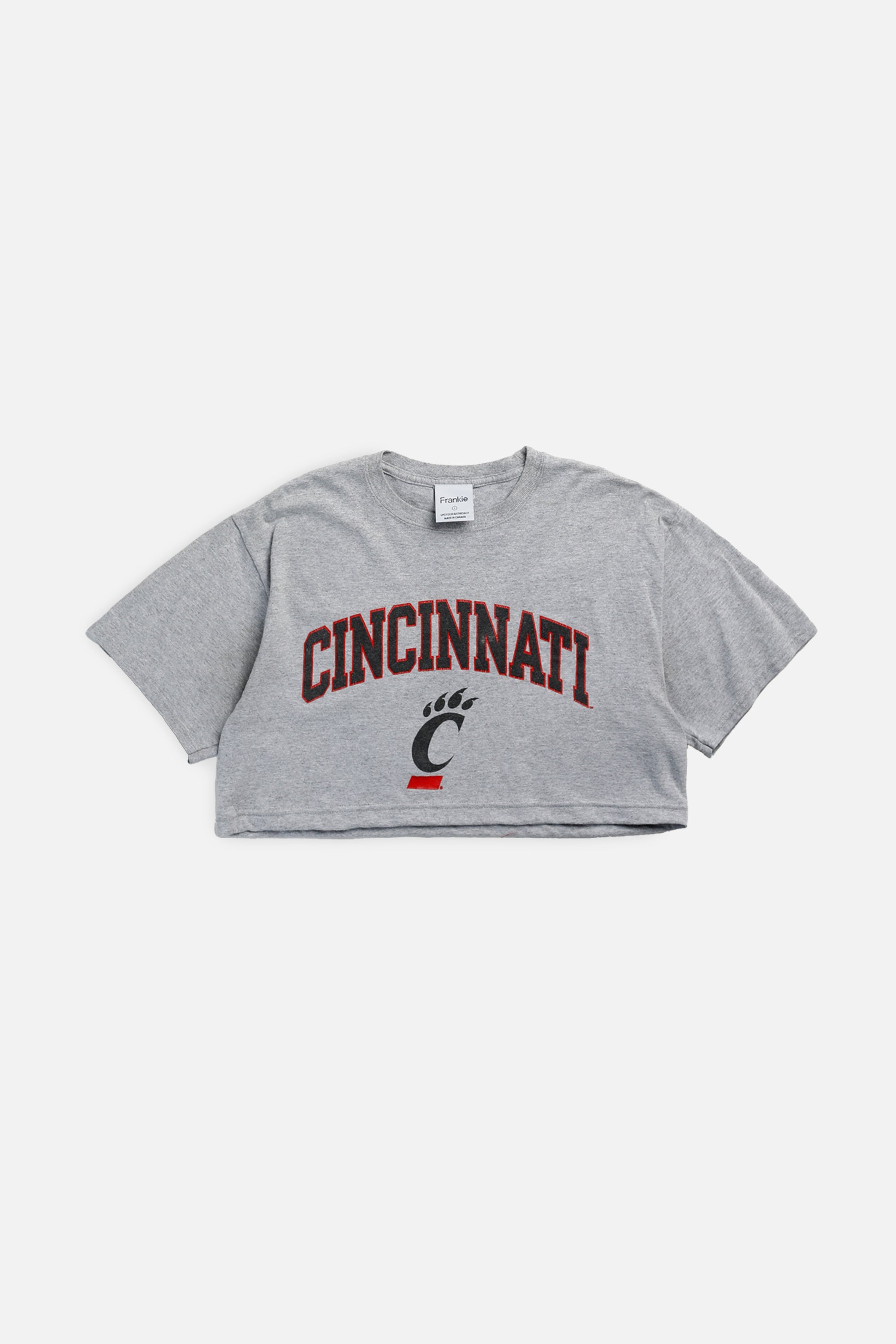 Rework Cincinnati Bearcats NCAA Crop Tee - S-TOPS-NCAA-S-Frankie Collective Rare Vintage Streetwear Reworks