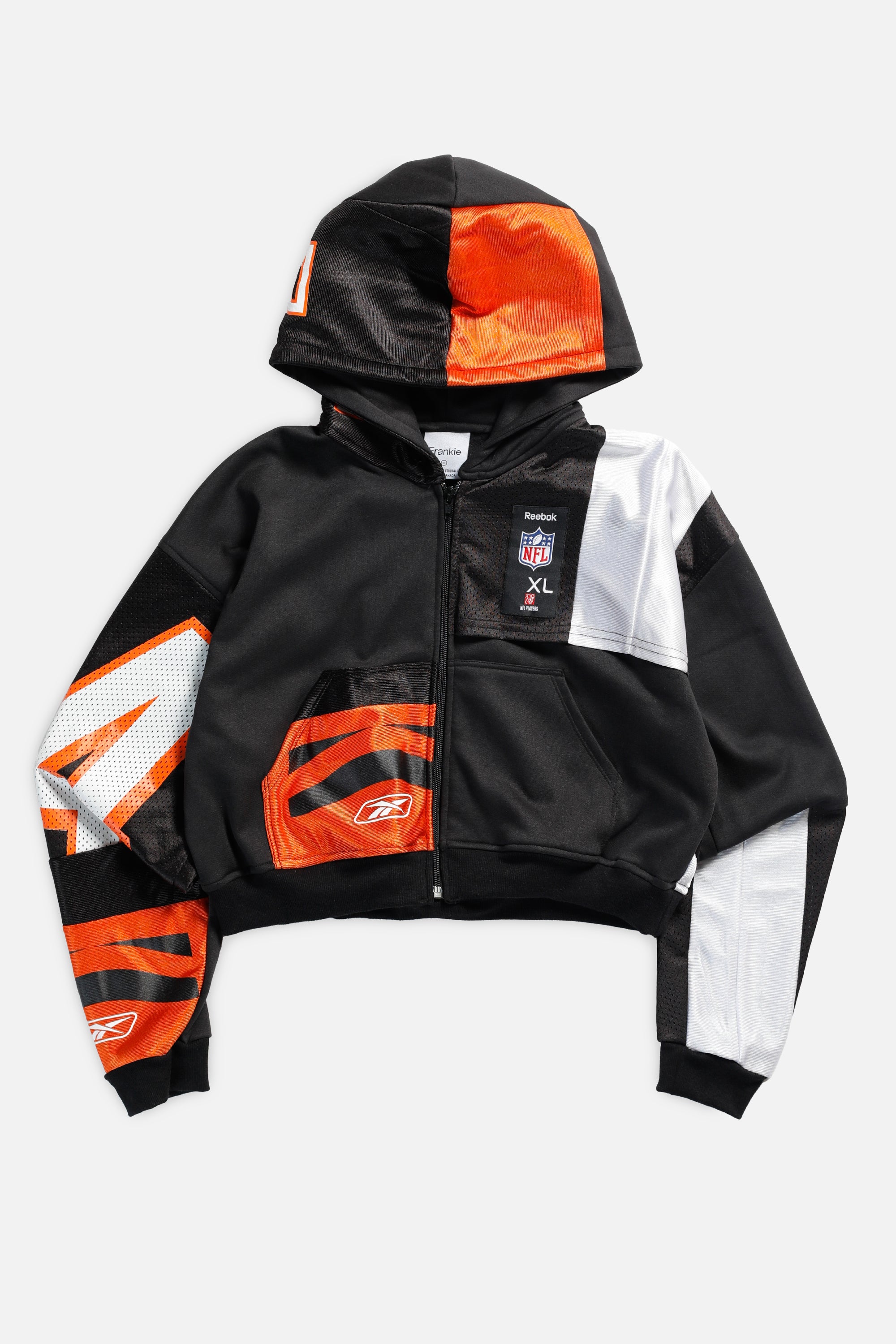 Rework Cincinnati Bengals Crop Zip Hoodie - S-SWEATERS-NFL-Frankie Collective
