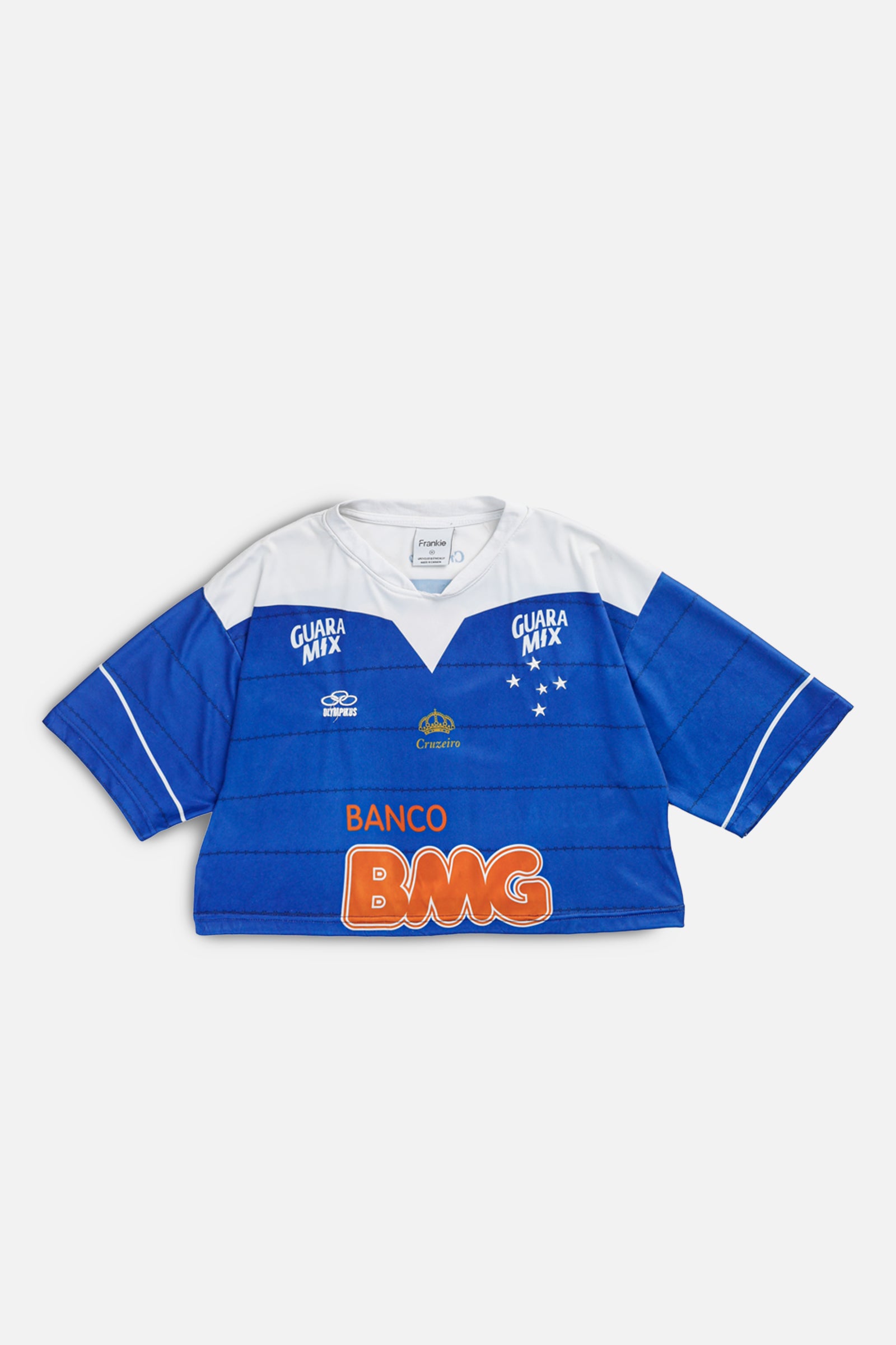 Rework Crop Cruzeiro Soccer Jersey - M-JERSEYS-vendor-unknown-M-Frankie Collective Rare Vintage Streetwear Reworks