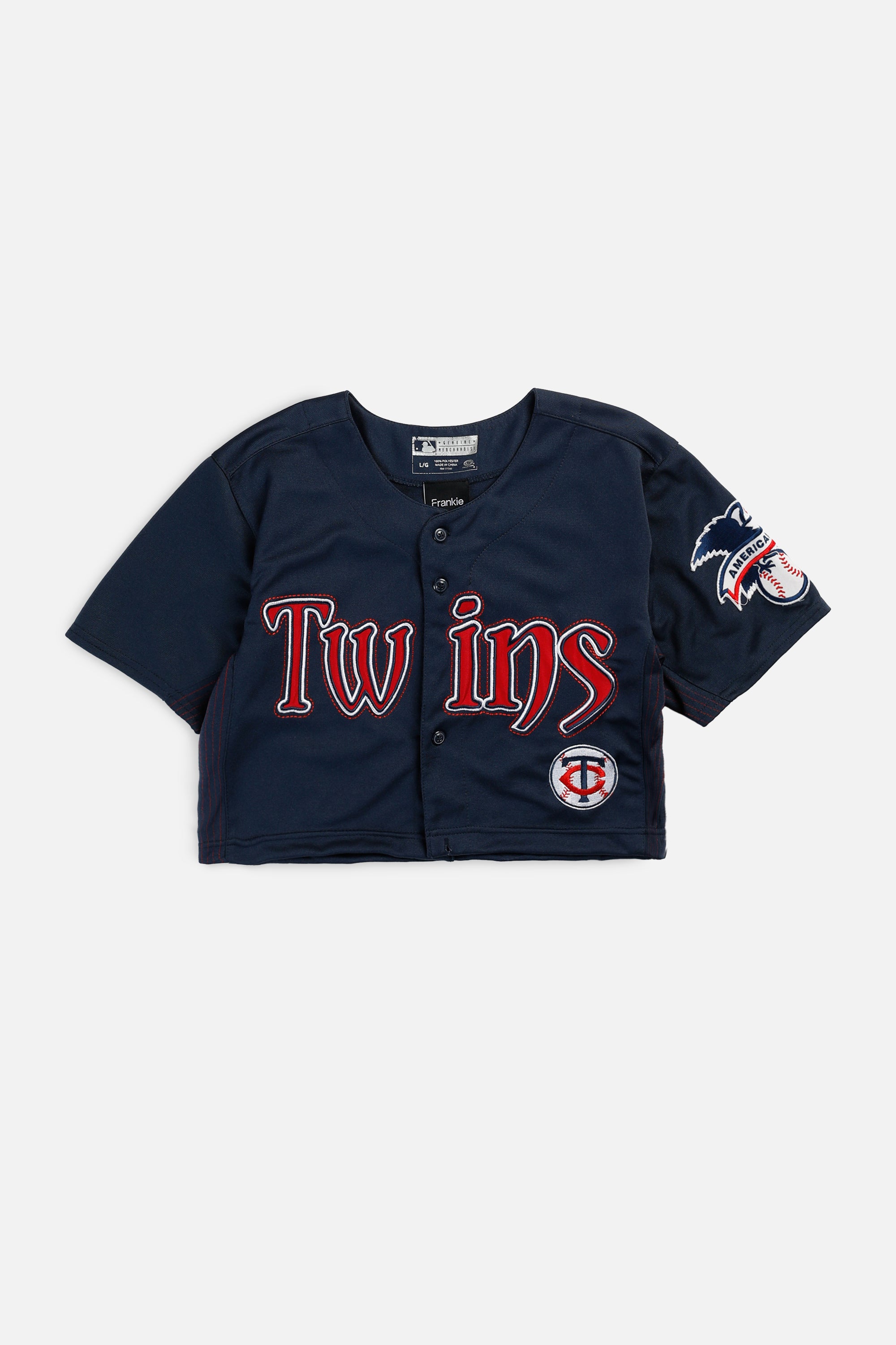 Rework Crop Minnesota Twins MLB Jersey - XS-JERSEYS-MLB-XS-Frankie Collective Rare Vintage Streetwear Reworks