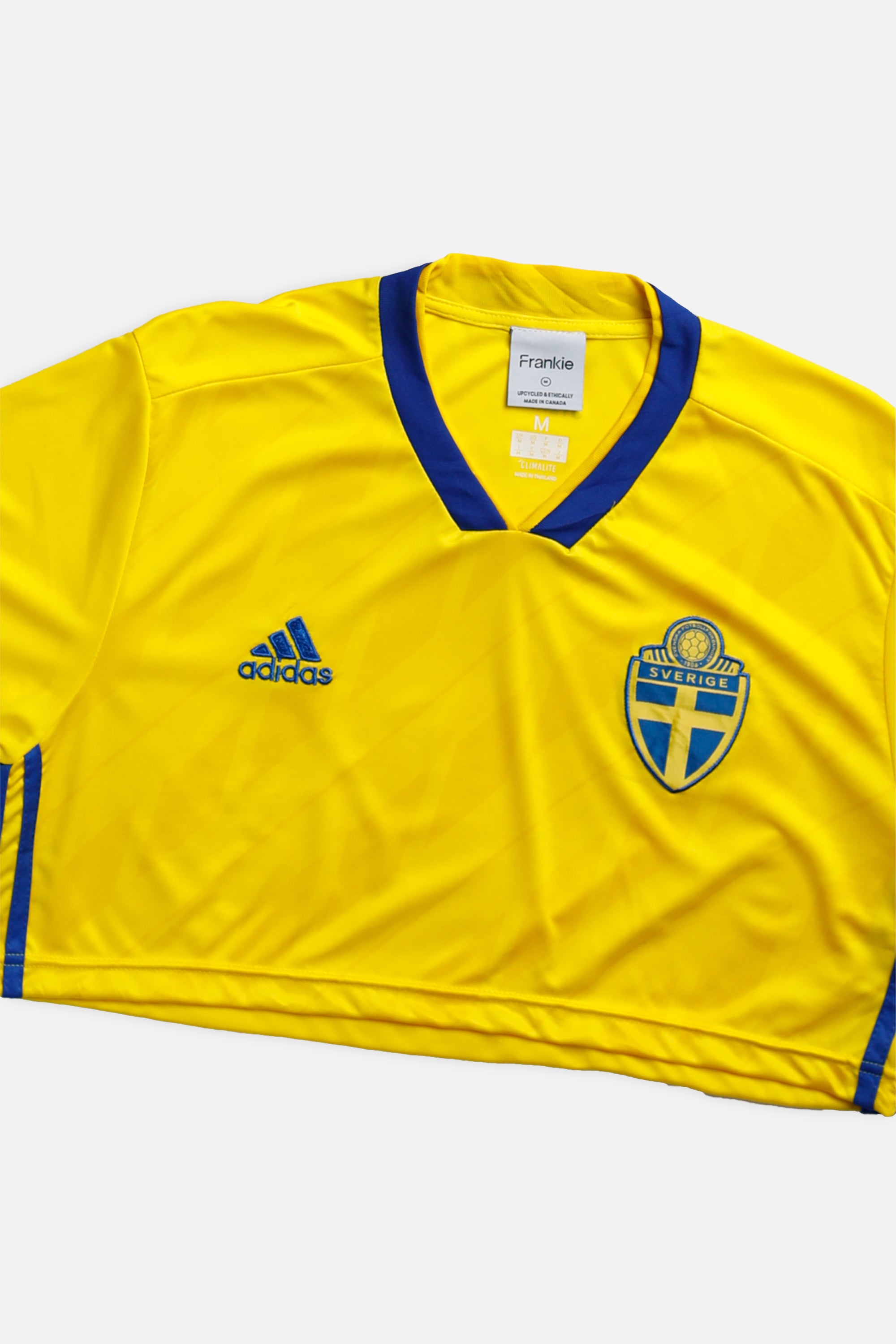 Rework Crop Sweden Soccer Jersey - M-JERSEYS-vendor-unknown-M-Frankie Collective Rare Vintage Streetwear Reworks