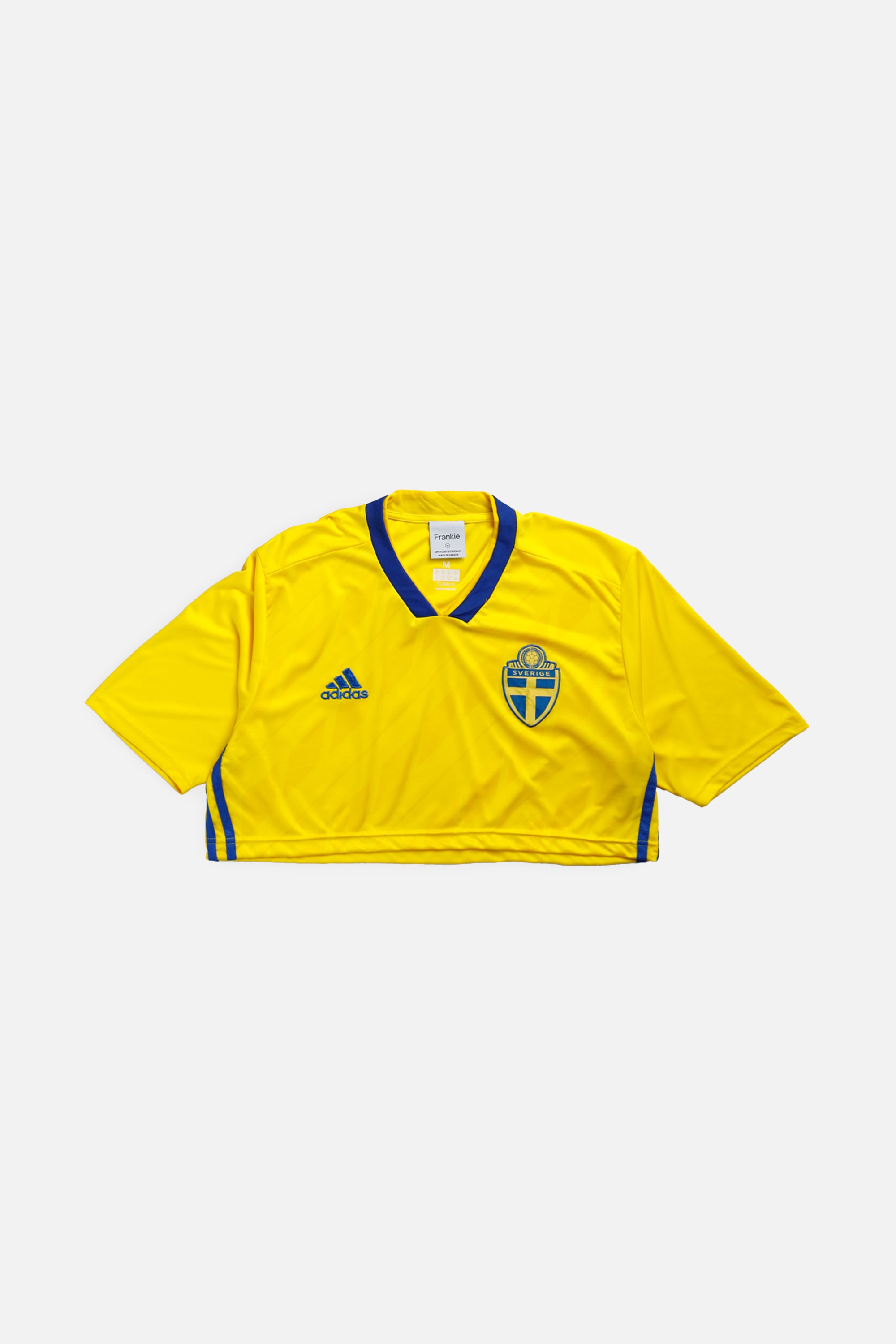 Rework Crop Sweden Soccer Jersey - M-JERSEYS-vendor-unknown-M-Frankie Collective Rare Vintage Streetwear Reworks