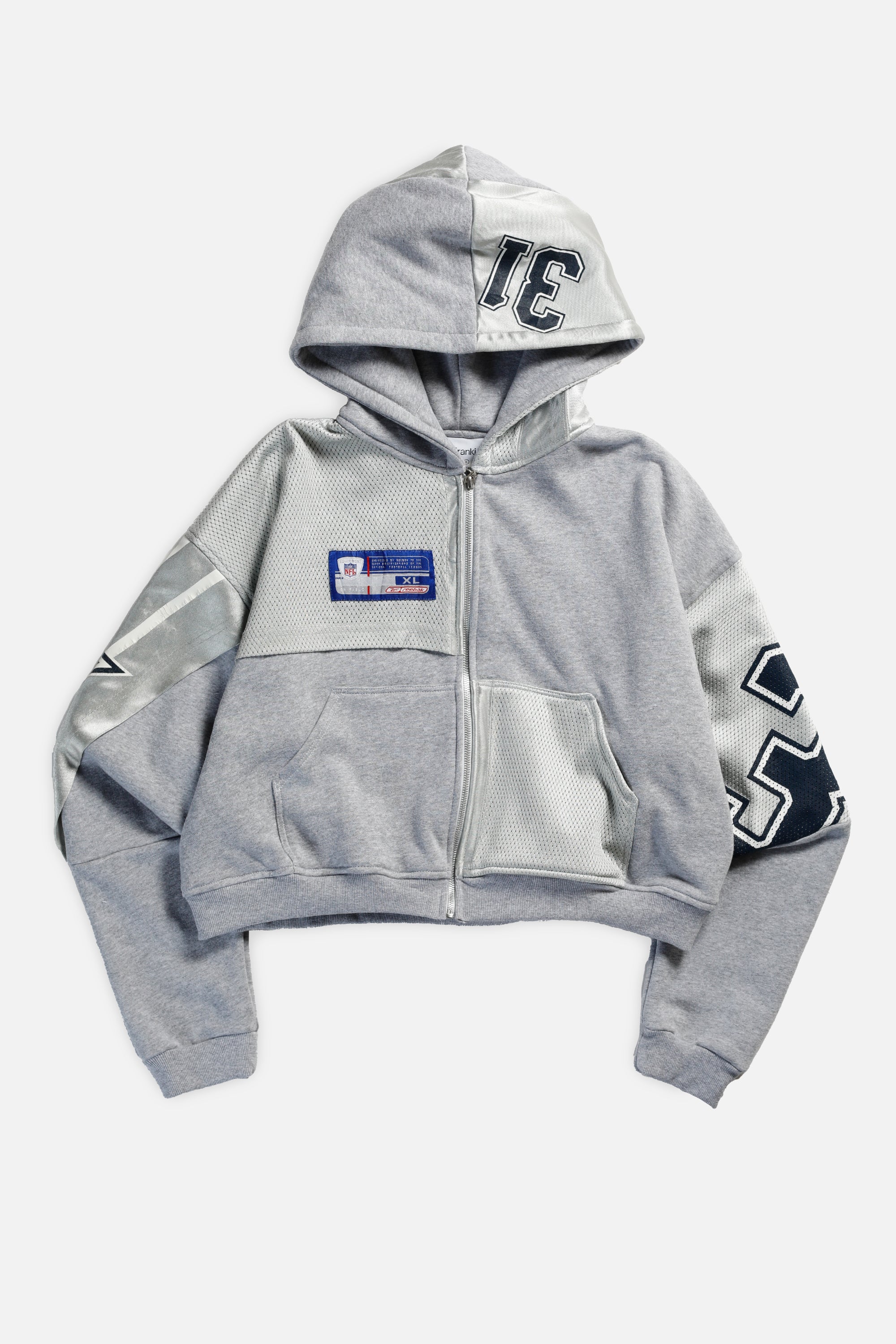 Rework Dallas Cowboys Crop Zip Hoodie - XL-SWEATERS-NFL-Frankie Collective