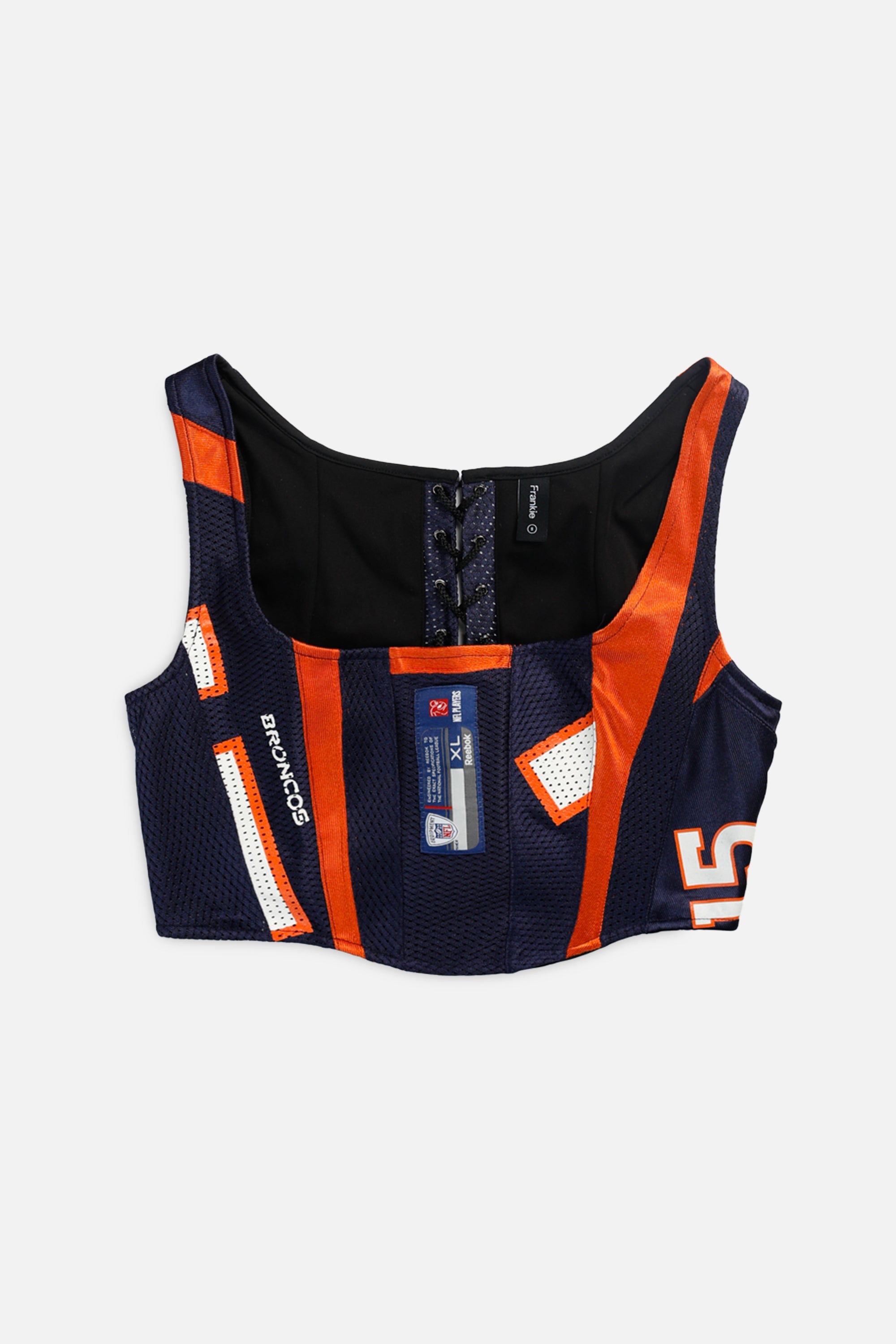Rework Denver Broncos NFL Corset - S-TOPS-NFL-S-Frankie Collective Rare Vintage Streetwear Reworks