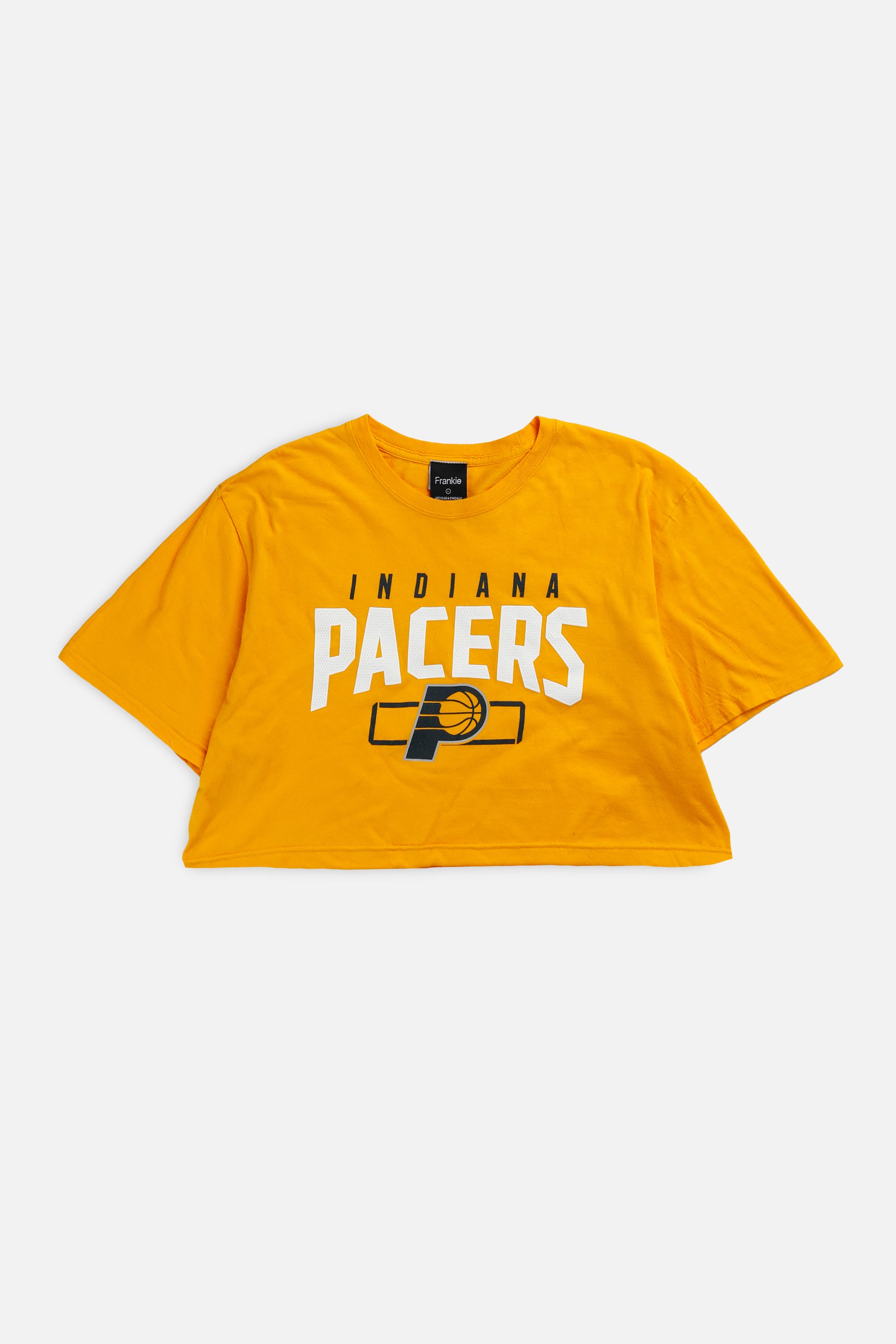 Rework Indiana Pacers NBA Crop Tee - L-TOPS-NBA-L-Frankie Collective Rare Vintage Streetwear Reworks