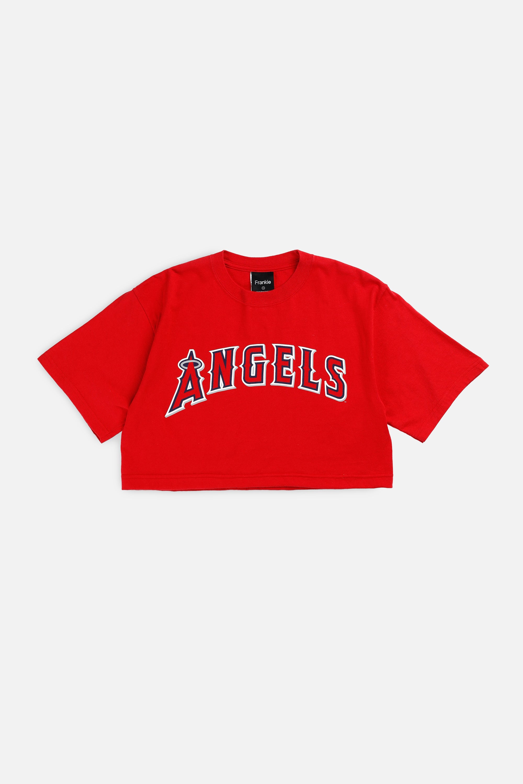 Rework LA Angels MLB Crop Tee - S-TOPS-MLB-S-Frankie Collective Rare Vintage Streetwear Reworks