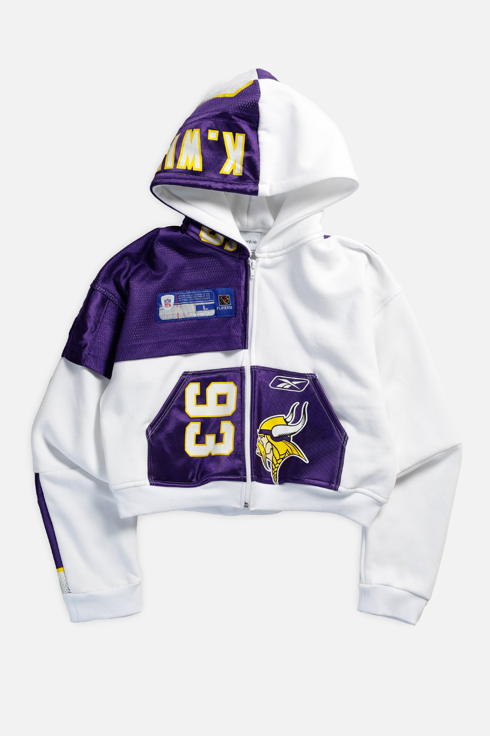 Rework Minnesota Vikings Crop Zip Hoodie - S-SWEATERS-NFL-Frankie Collective