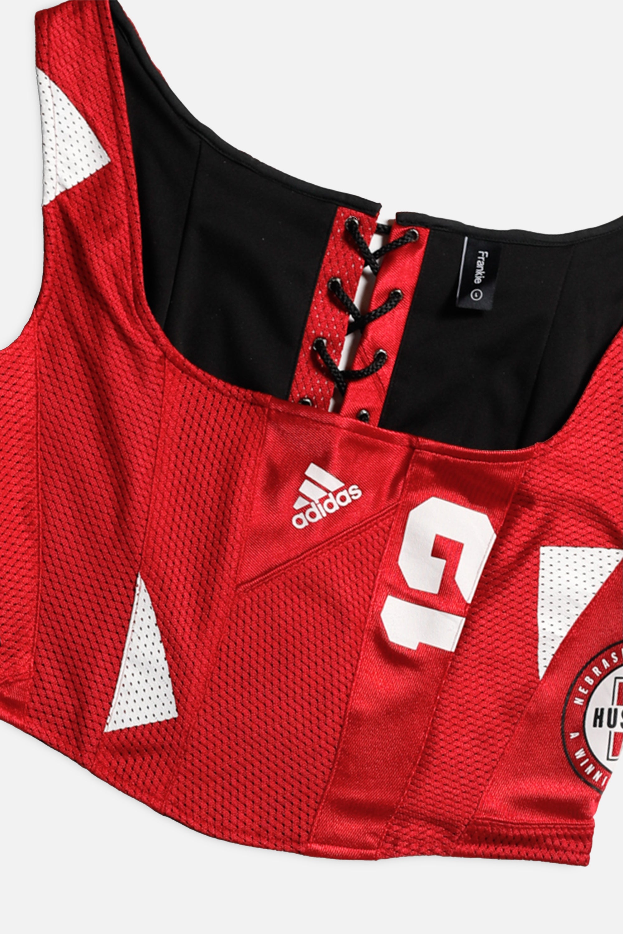 Rework Nebraska Cornhuskers NCAA Corset - L-TOPS-NCAA-L-Frankie Collective Rare Vintage Streetwear Reworks