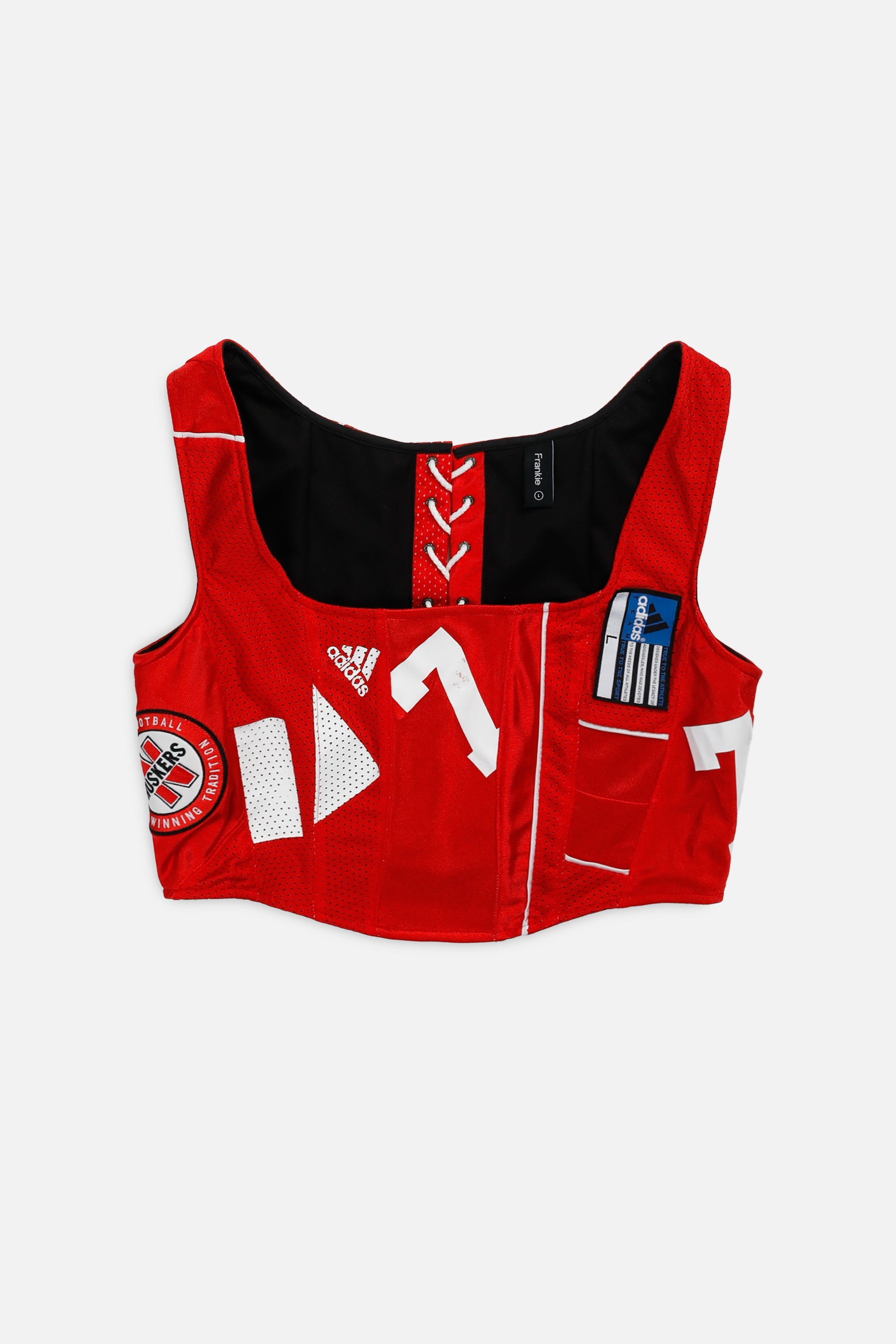 Rework Nebraska Cornhuskers NCAA Corset - L-TOPS-NCAA-L-Frankie Collective Rare Vintage Streetwear Reworks