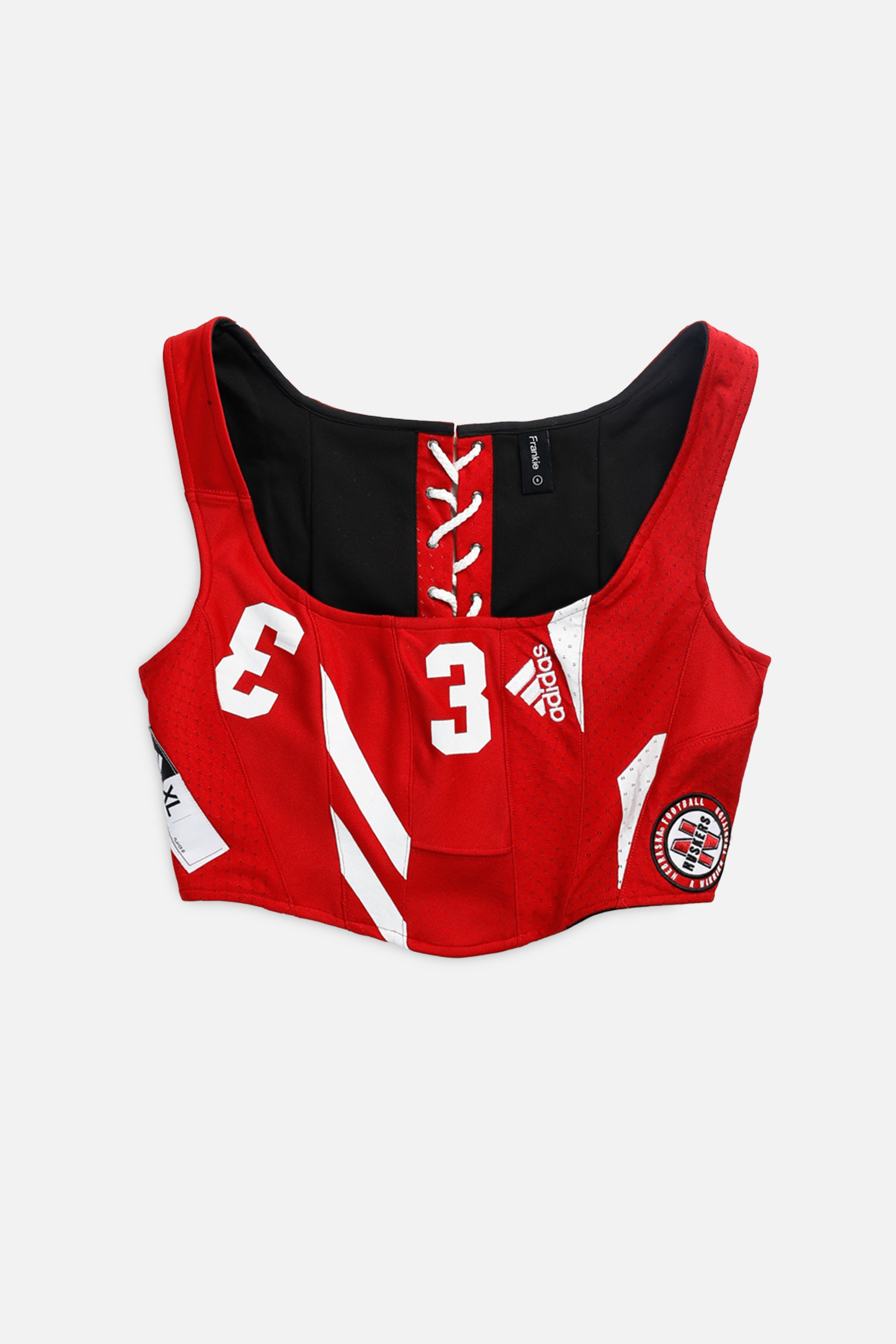 Rework Nebraska Cornhuskers NCAA Corset - S-TOPS-NCAA-S-Frankie Collective Rare Vintage Streetwear Reworks