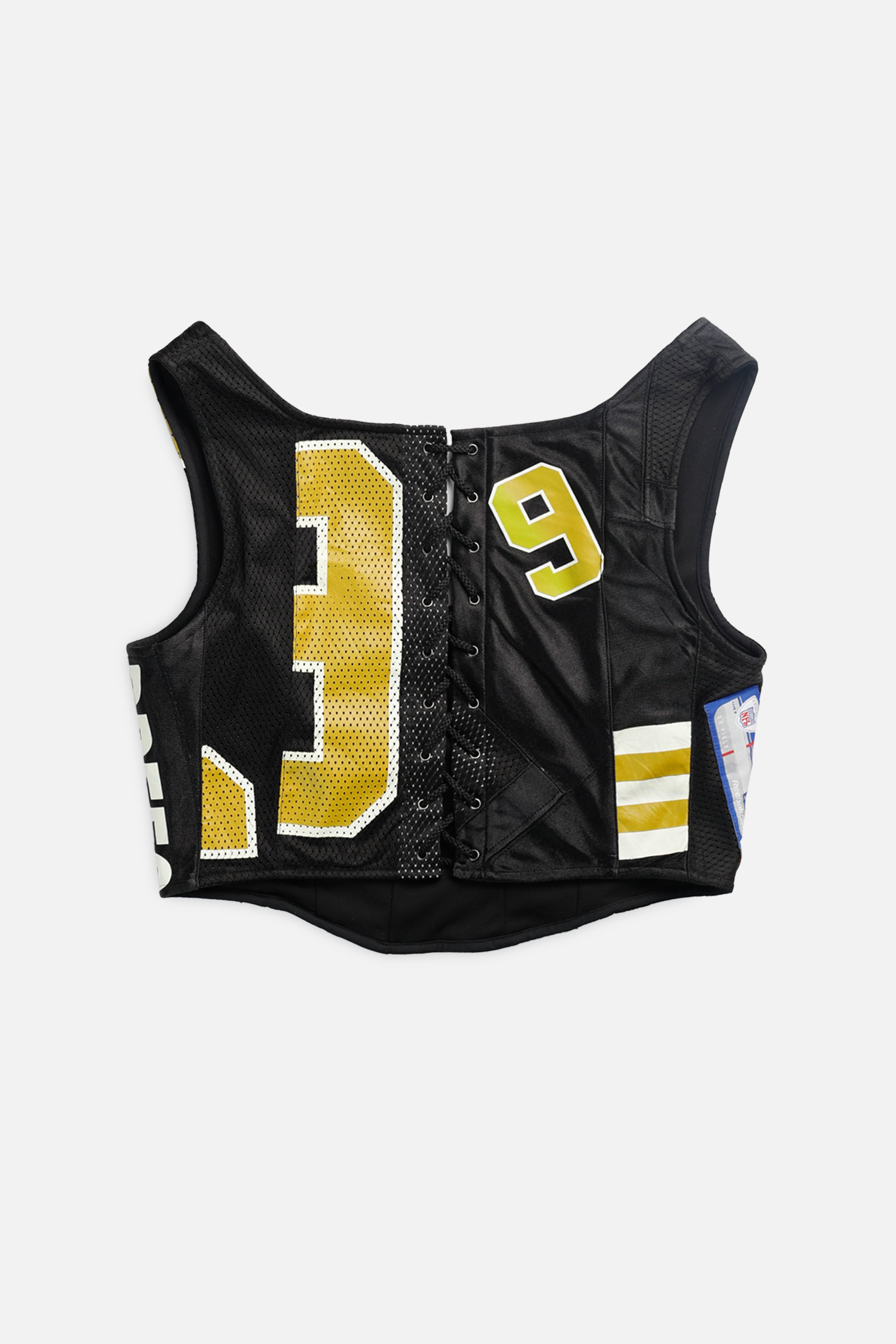Rework New Orleans Saints NFL Corset - L-TOPS-NFL-L-Frankie Collective Rare Vintage Streetwear Reworks