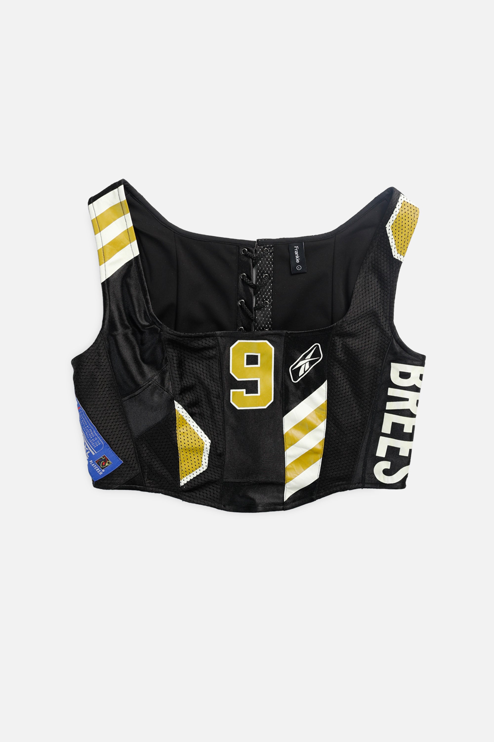 Rework New Orleans Saints NFL Corset - L-TOPS-NFL-L-Frankie Collective Rare Vintage Streetwear Reworks