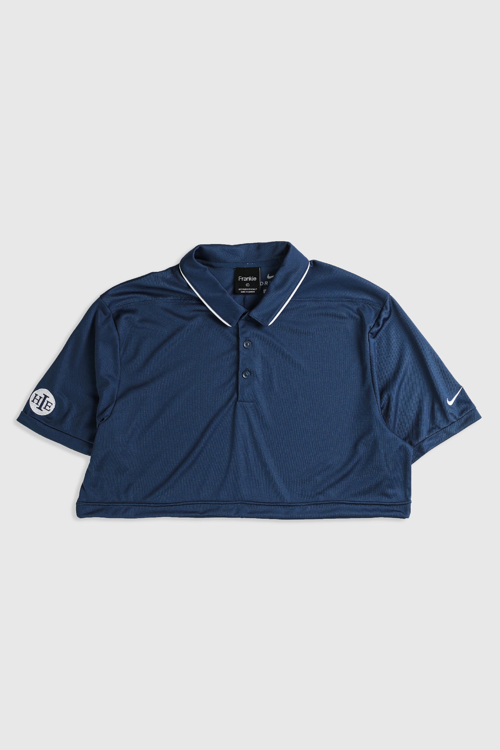 Rework Nike Crop Athletic Collared Tee - XL-TOPS-Nike-Frankie Collective Rare Vintage Streetwear Reworks