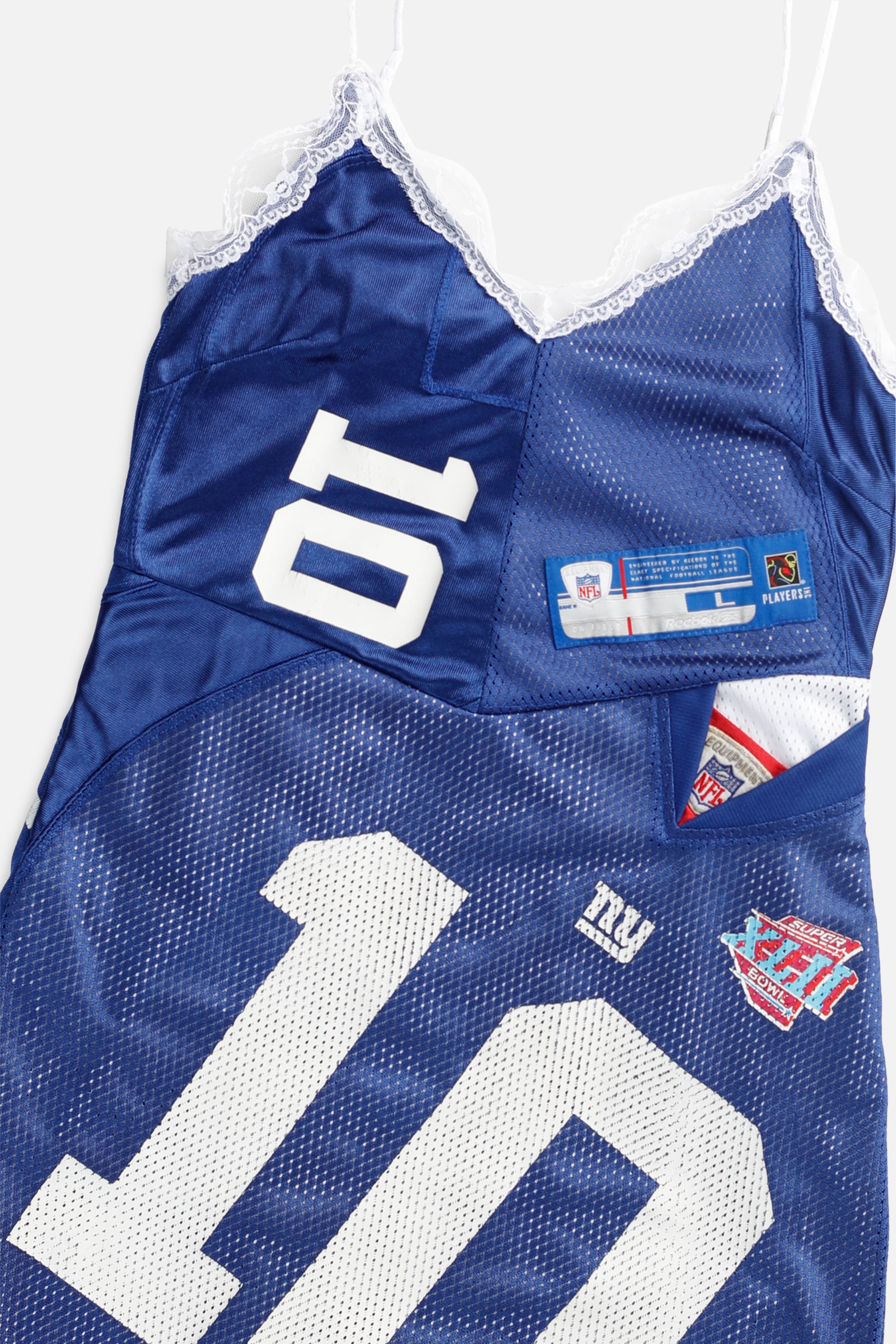 Rework NY Giants NFL Lace Dress - XS-DRESSES-NFL-XS-Frankie Collective Rare Vintage Streetwear Reworks