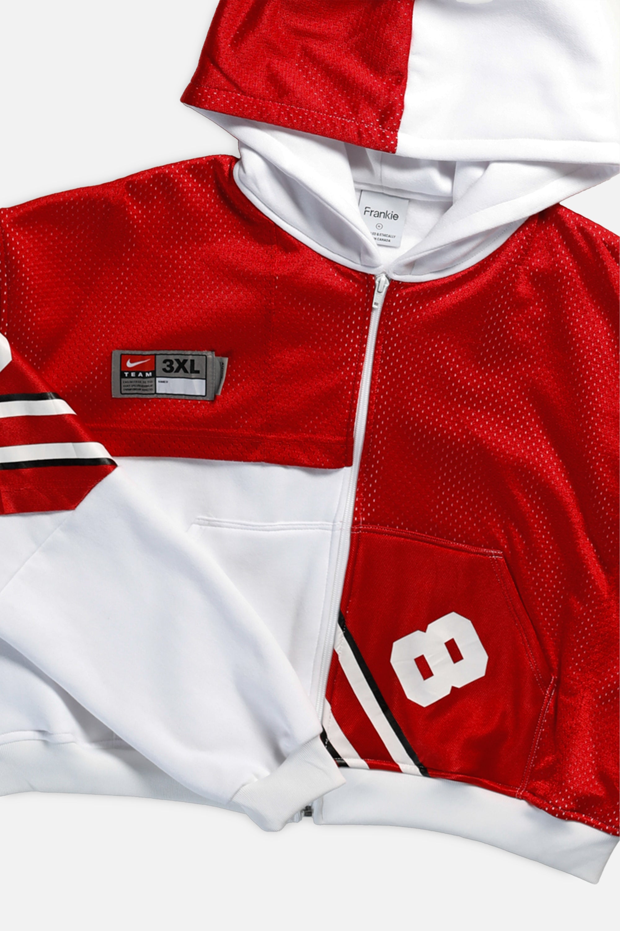 Rework Ohio State Buckeyes NCAA Crop Zip Hoodie - XL-SWEATERS-NCAA-XL-Frankie Collective Rare Vintage Streetwear Reworks