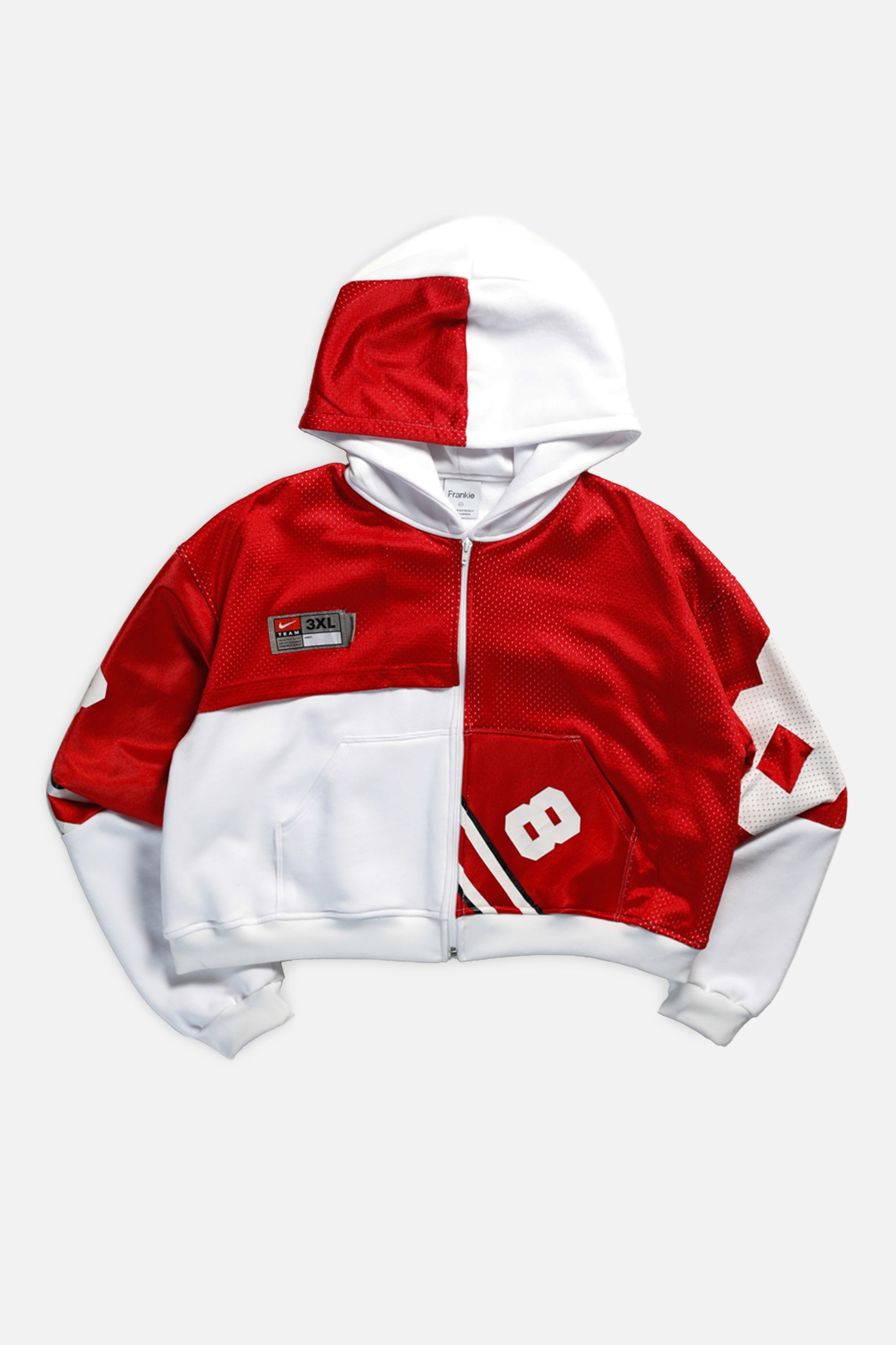 Rework Ohio State Buckeyes NCAA Crop Zip Hoodie - XL-SWEATERS-NCAA-XL-Frankie Collective Rare Vintage Streetwear Reworks