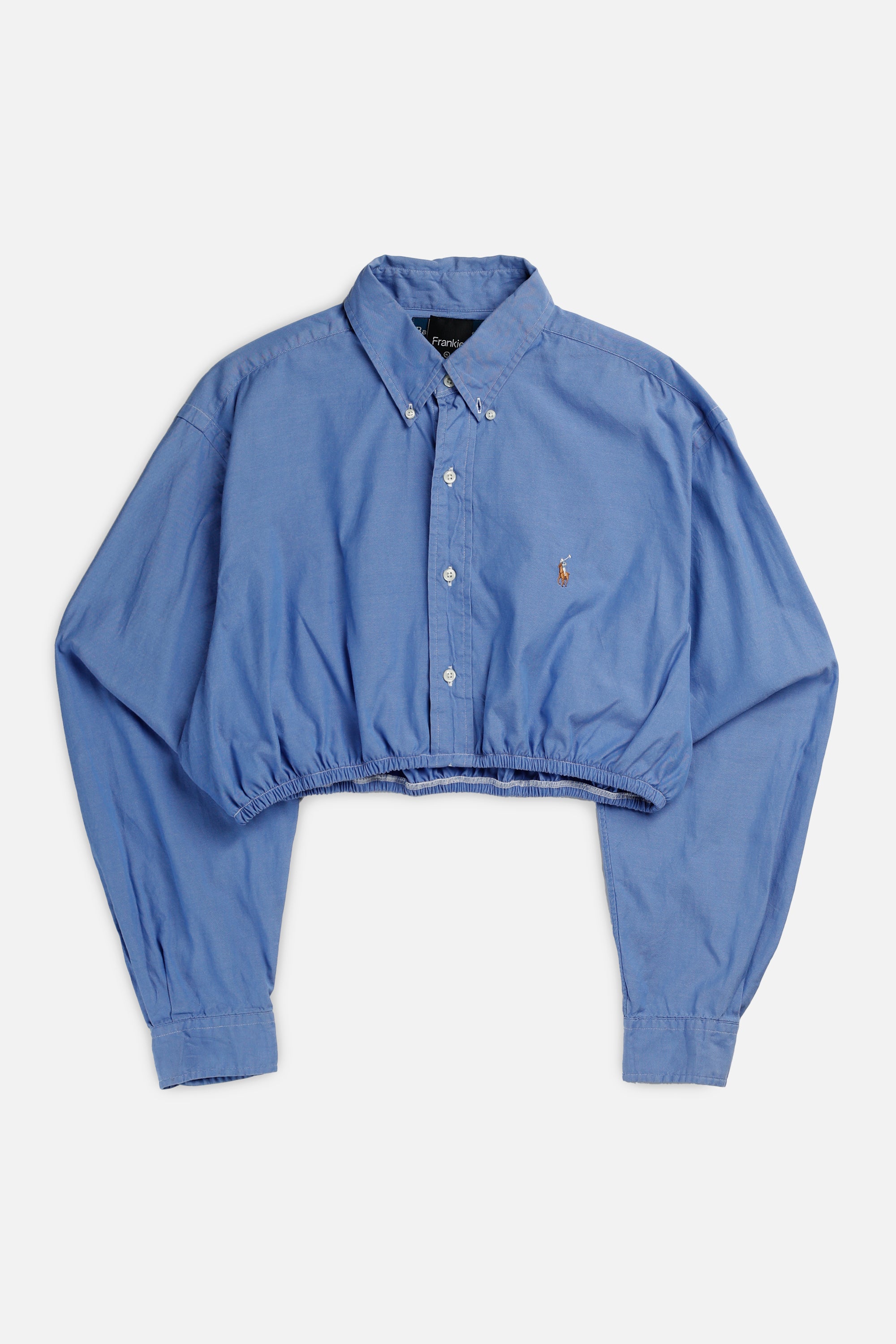 Rework Oxford Cinch Crop Shirt - XL-TOPS-vendor-unknown-XL-Frankie Collective Rare Vintage Streetwear Reworks