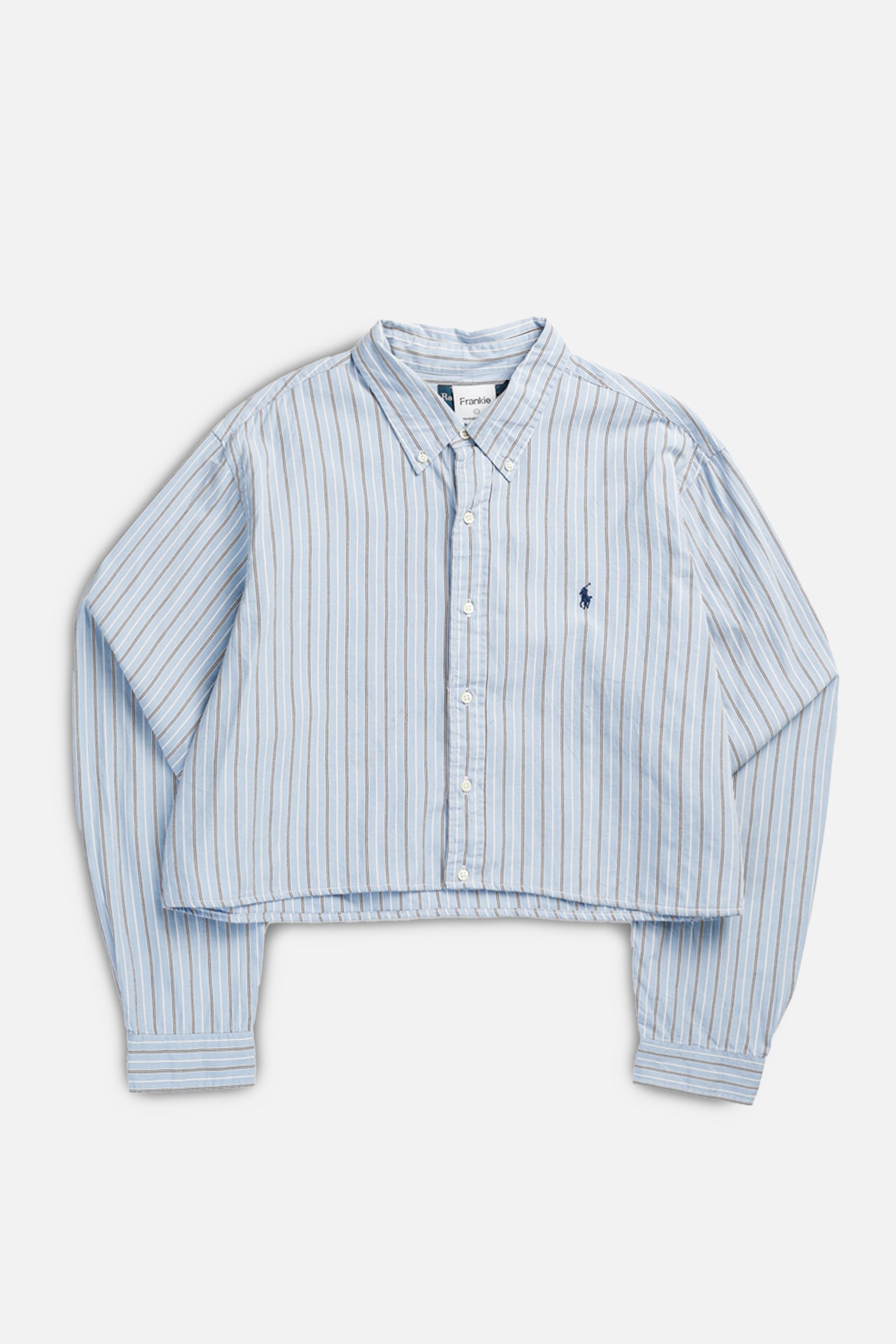 Rework Oxford Crop Shirt - L-TOPS-vendor-unknown-L-Frankie Collective Rare Vintage Streetwear Reworks