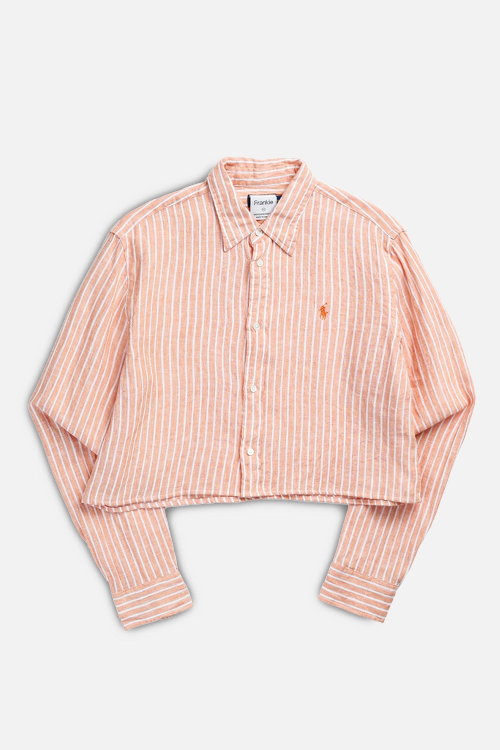 Rework Oxford Crop Shirt - XS-TOPS-vendor-unknown-XS-Frankie Collective Rare Vintage Streetwear Reworks