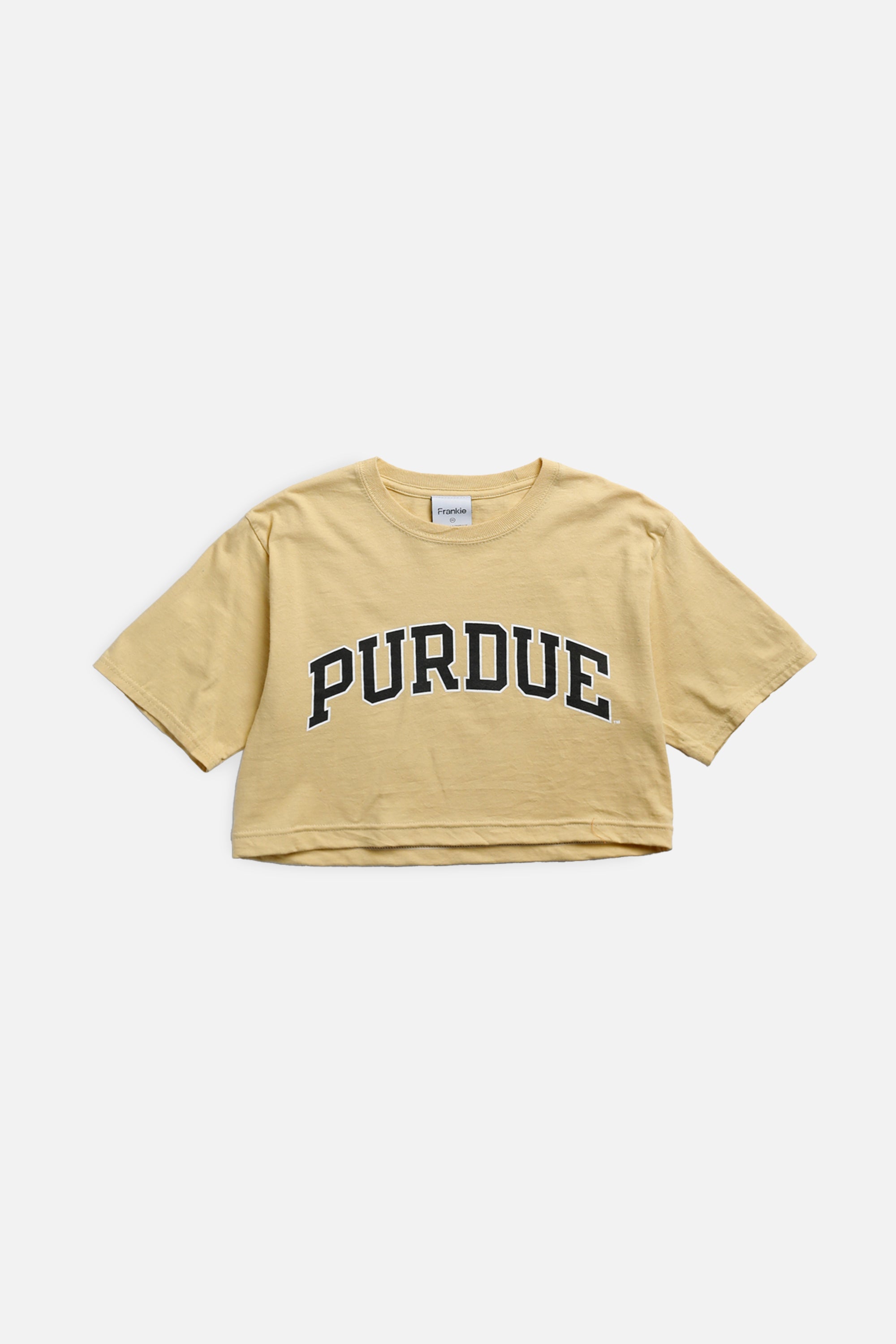 Rework Purdue Crop Tee - XS-TOPS-vendor-unknown-XS-Frankie Collective Rare Vintage Streetwear Reworks