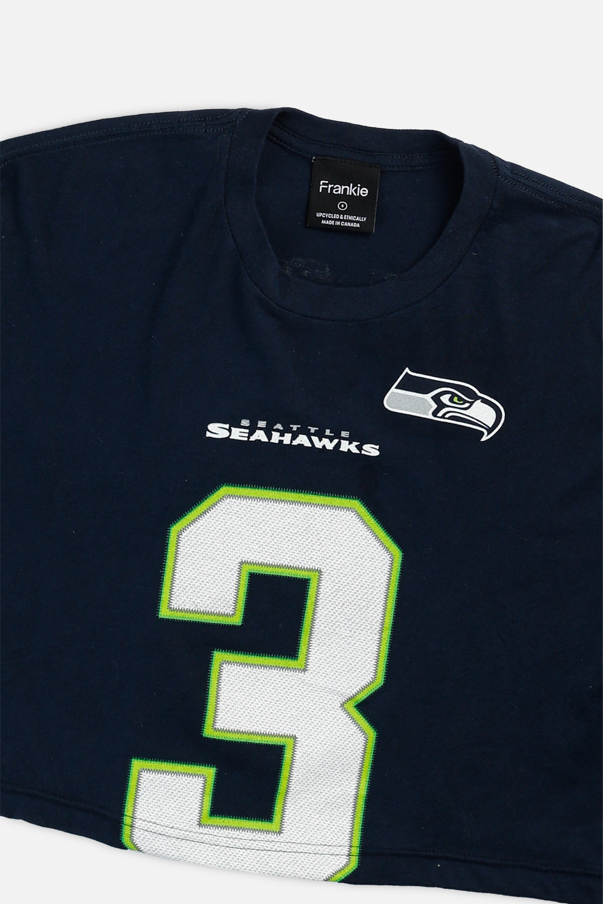 Rework Seattle Seahawks NFL Crop Tee - S-TOPS-NFL-S-Frankie Collective Rare Vintage Streetwear Reworks