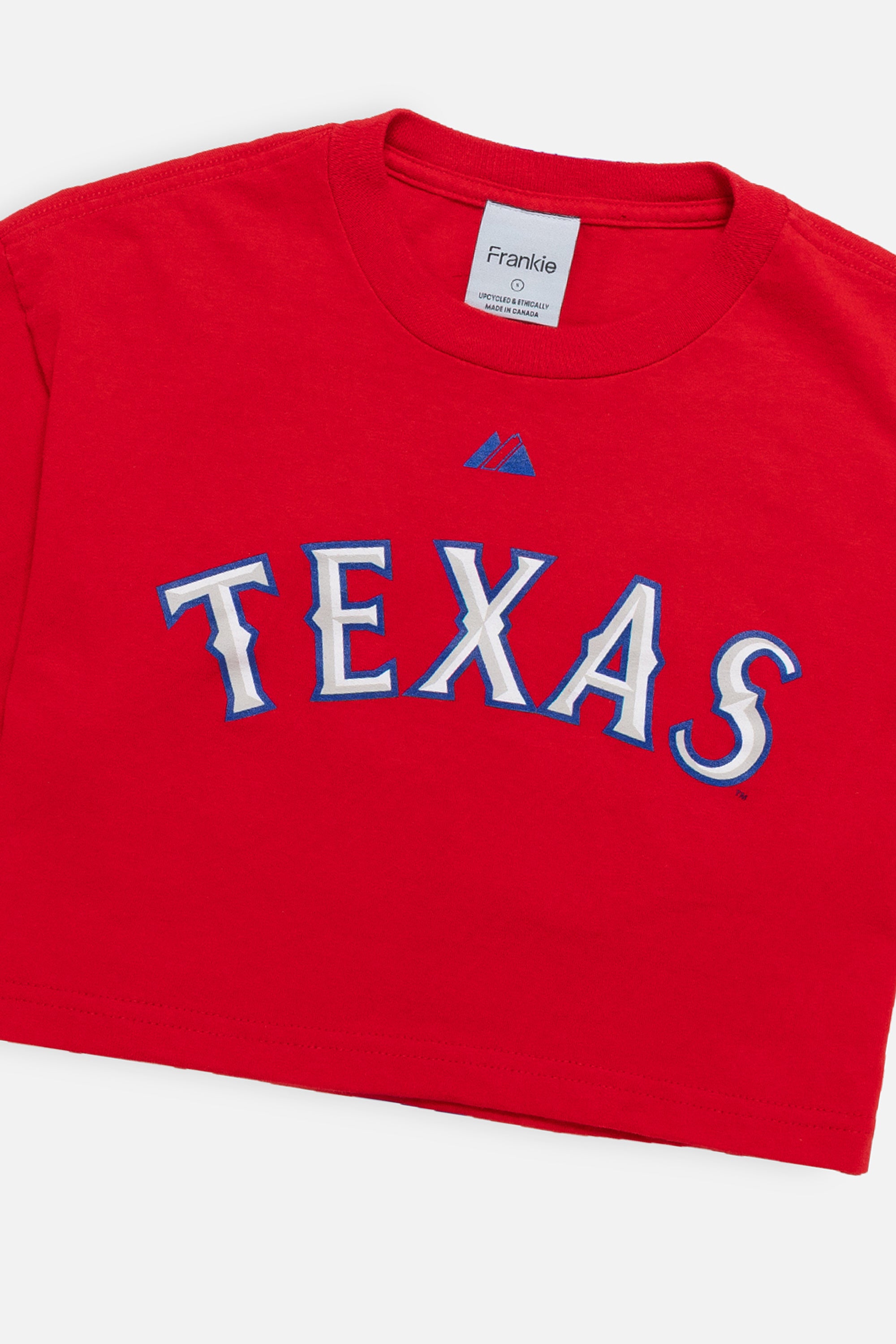 Rework Texas Rangers Crop Tee - S-T-SHIRTS-MLB-Frankie Collective