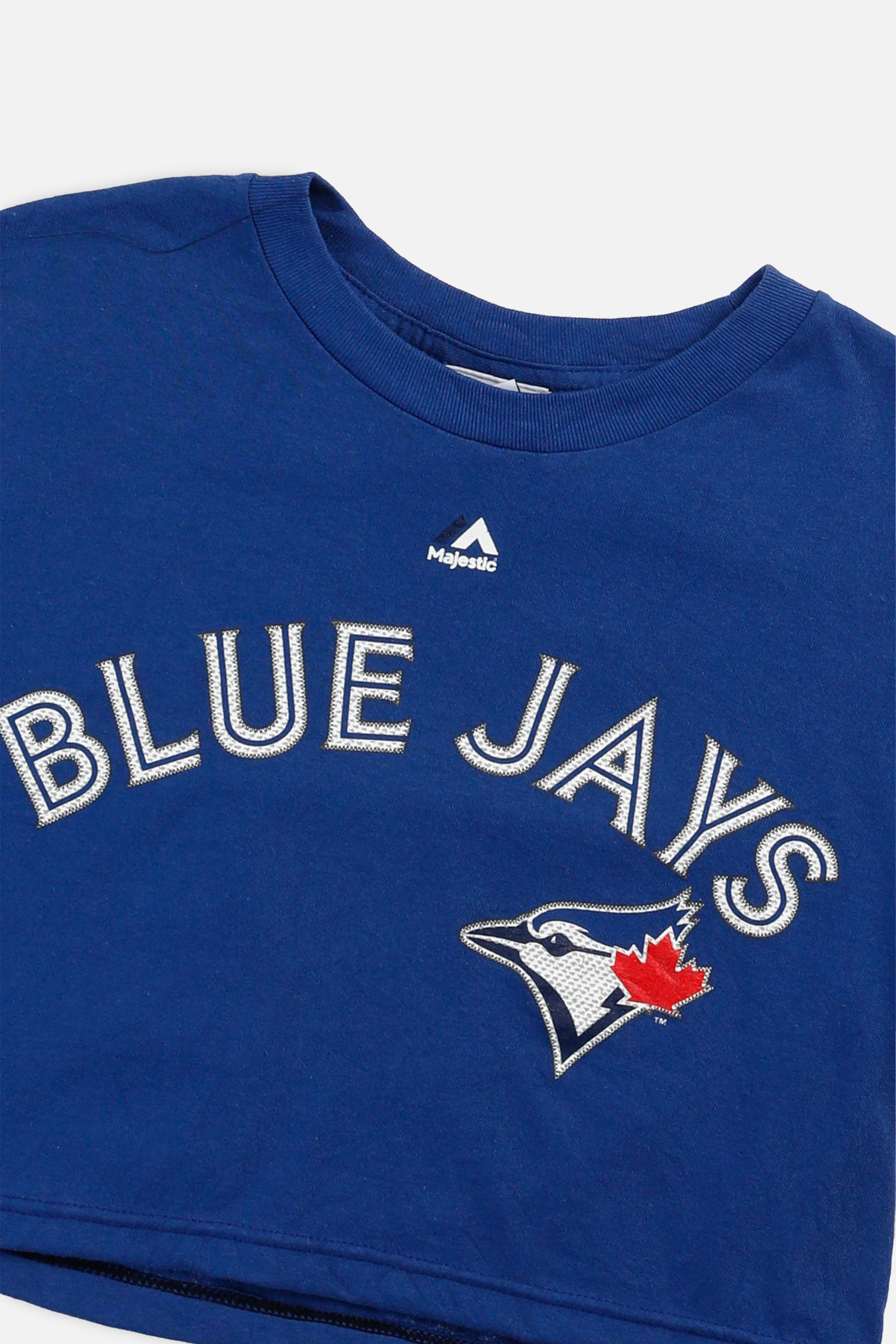 Rework Toronto Blue Jays MLB Crop Tee - XS-TOPS-MLB-XS-Frankie Collective Rare Vintage Streetwear Reworks