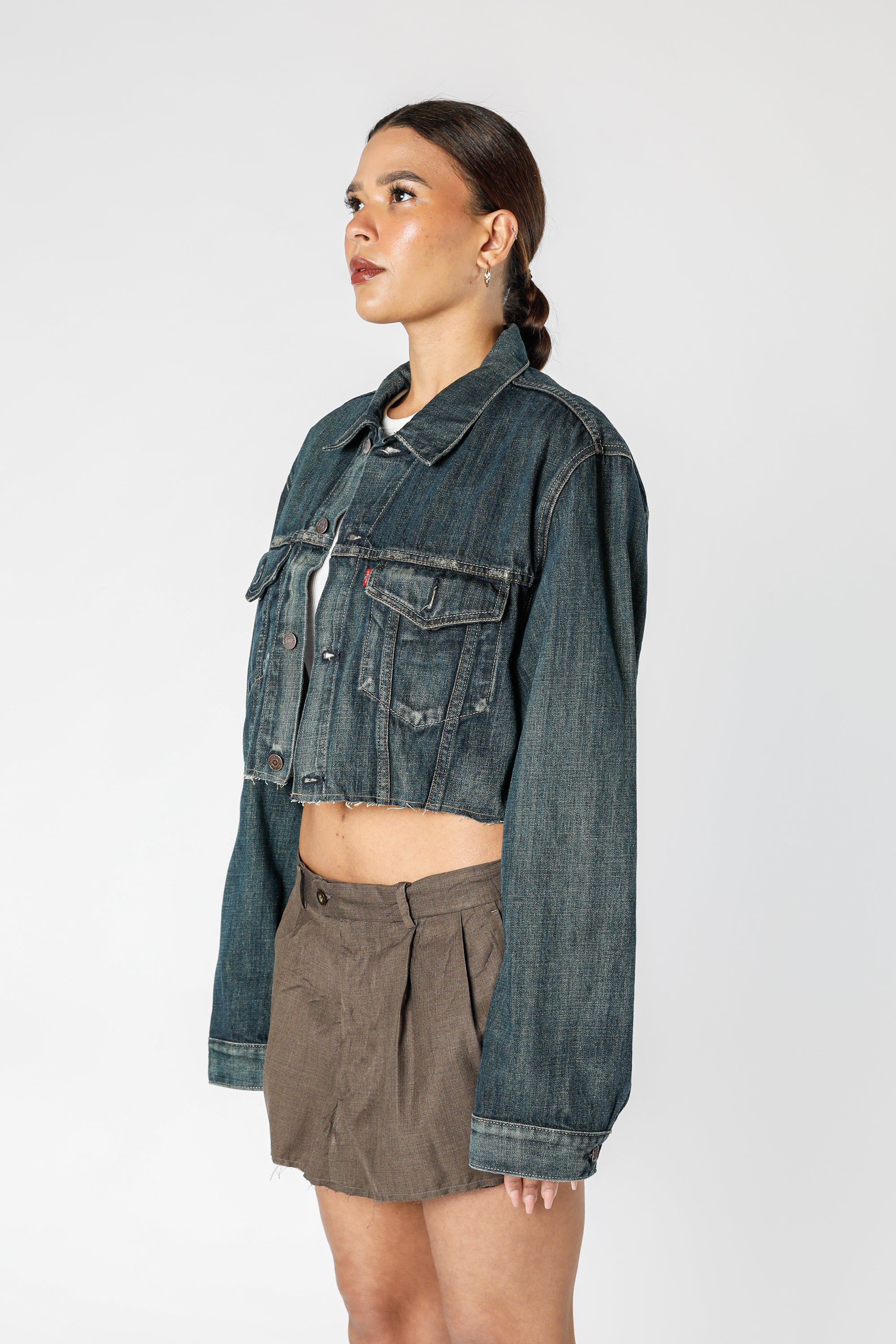 Rework Vintage Levi's Crop Denim Jacket - XL-JACKETS-Levis-XL-Frankie Collective Rare Vintage Streetwear Reworks