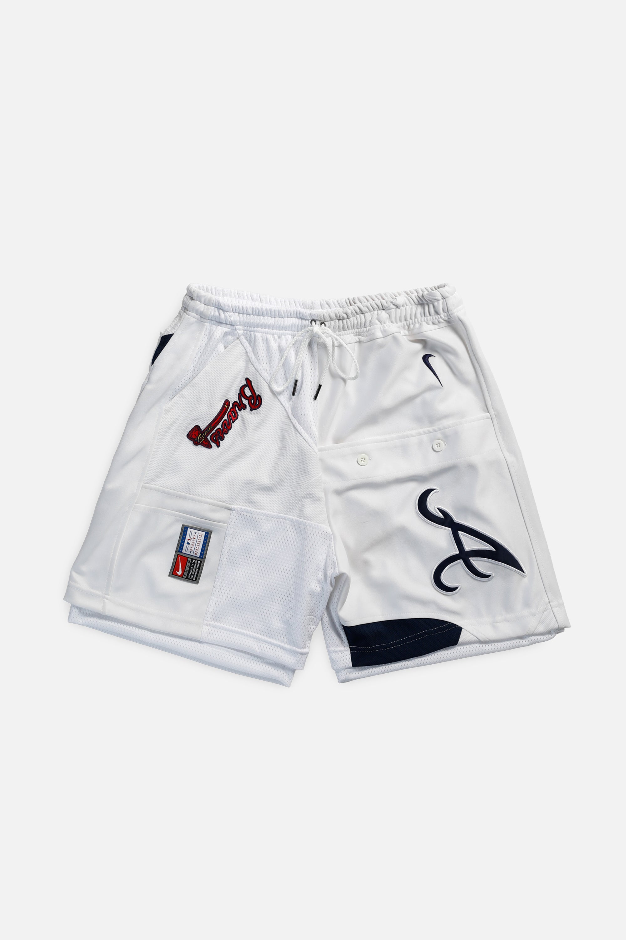 Unisex Rework Atlanta Braves MLB Jersey Shorts - Women's M - Men's S-SHORTS-MLB-Frankie Collective