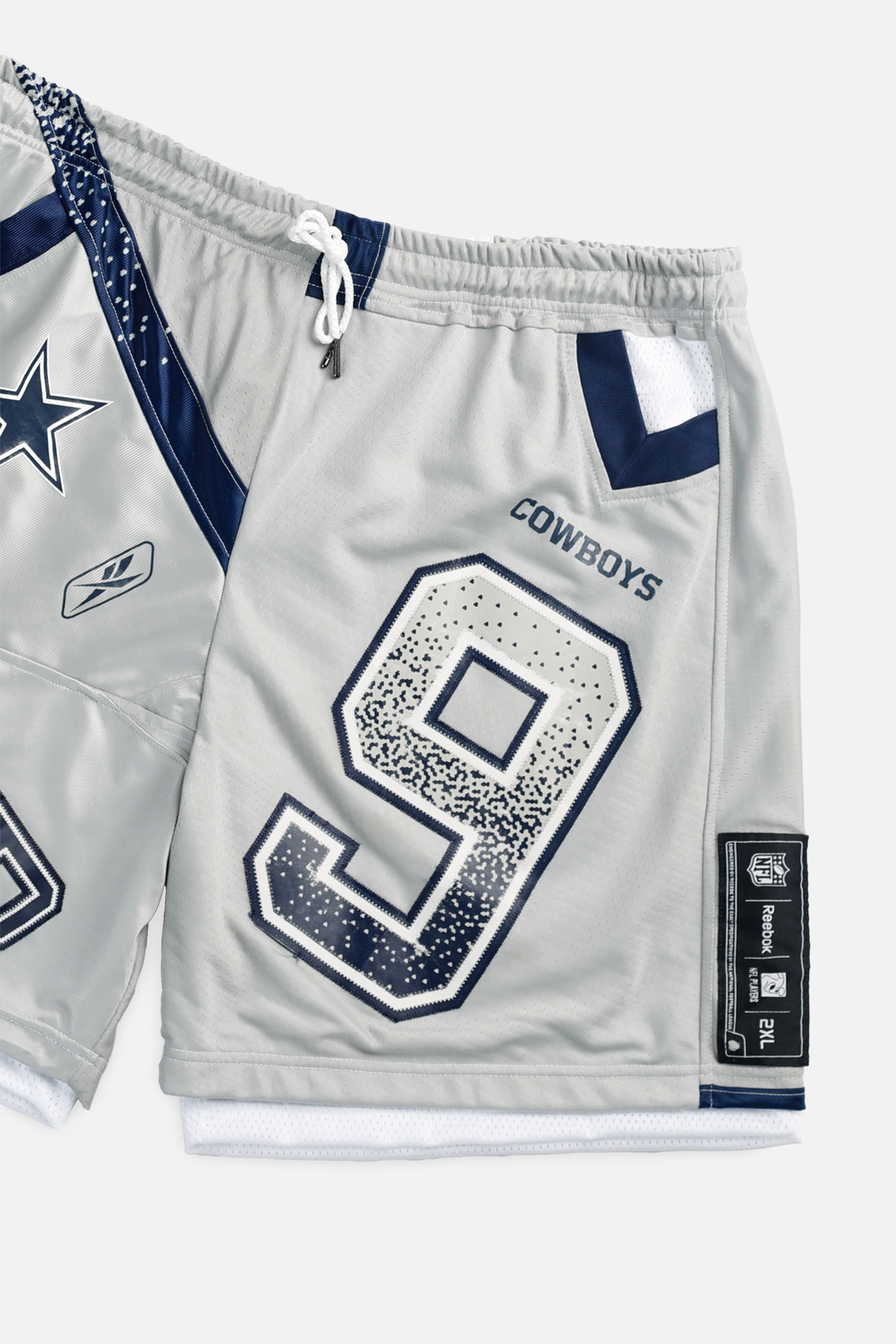 Unisex Rework Dallas Cowboys NFL Jersey Shorts - XXL-BOTTOMS-NFL-Women's XXL - Men's XL-Frankie Collective Rare Vintage Streetwear Reworks